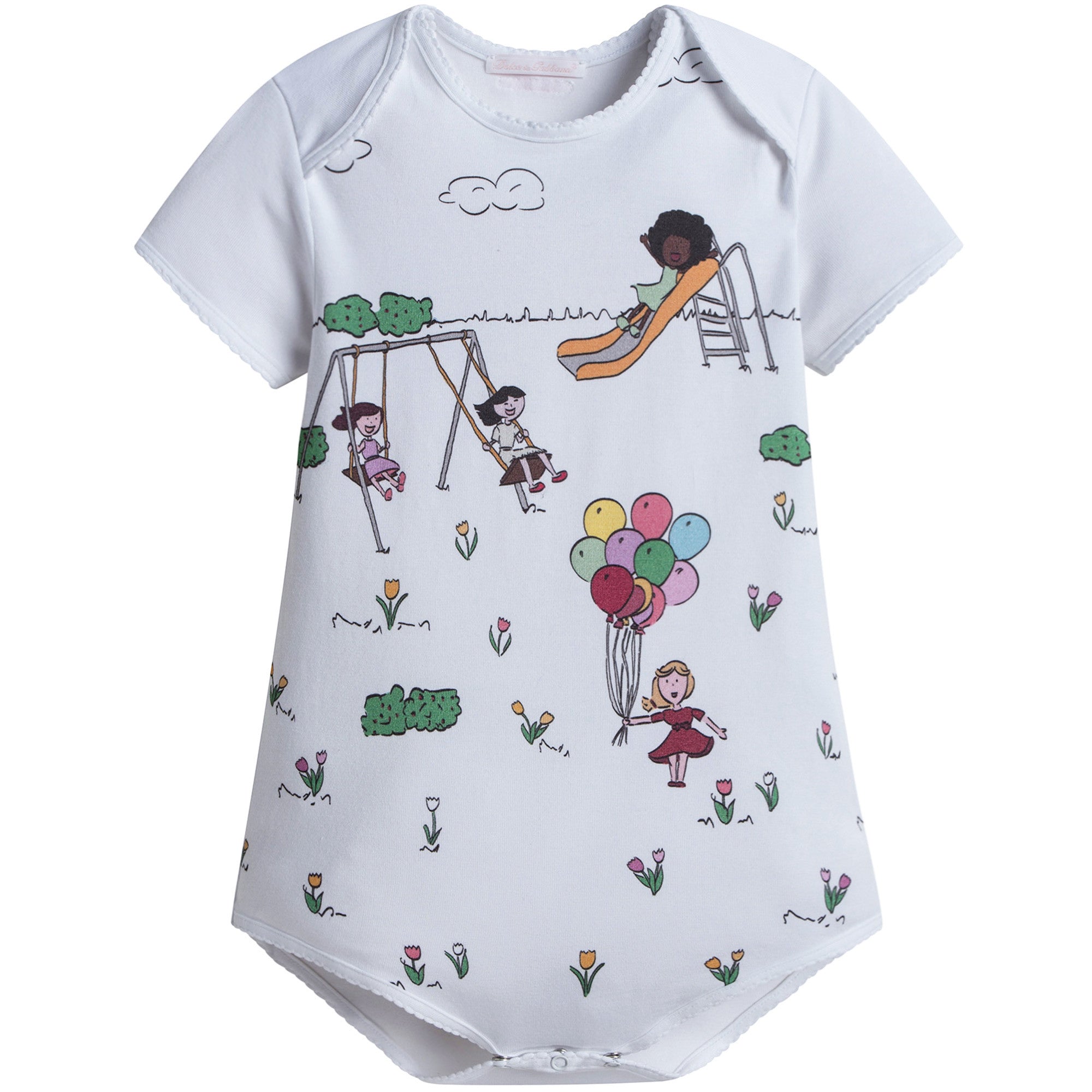 Baby Girls White Fancy Printed Bodysuit & Bib Gift Box Set