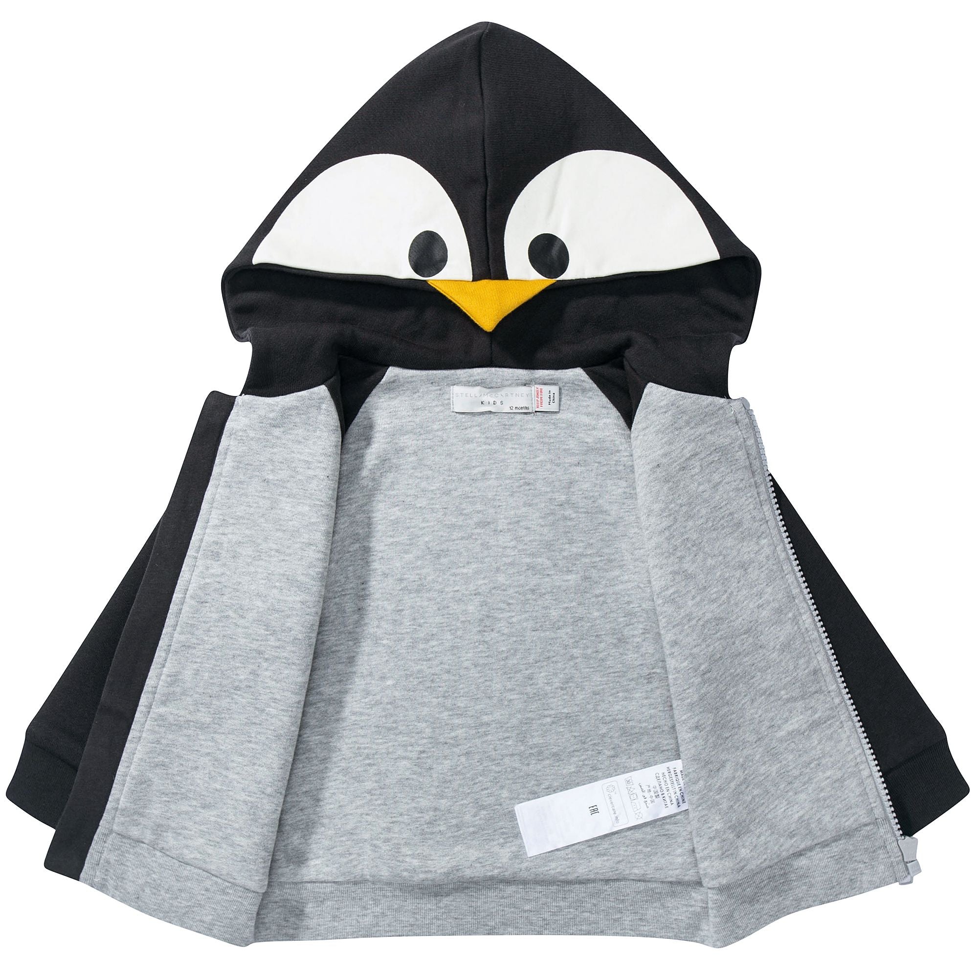 Baby Boys Grey Penguin Cotton Zip-up Top