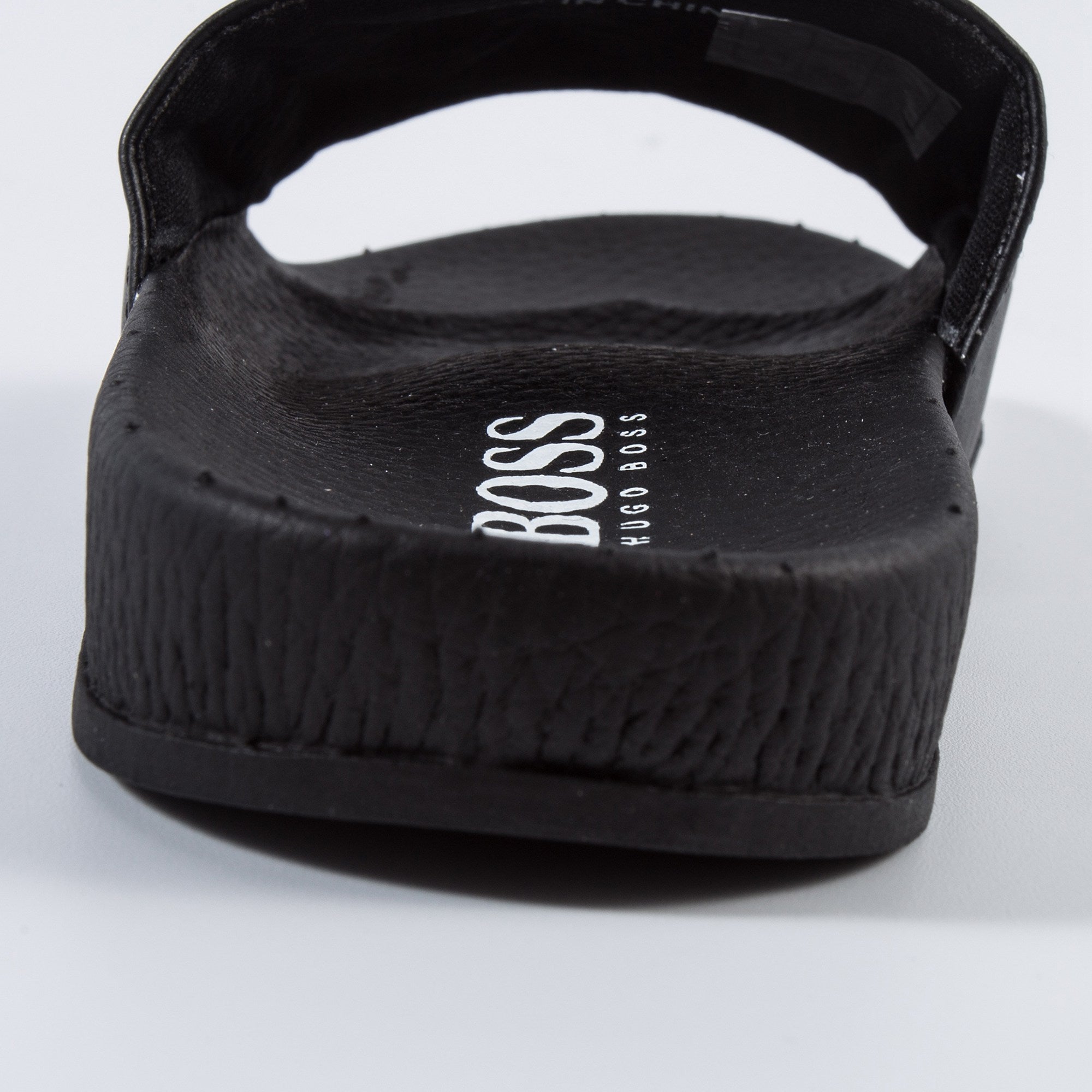 Boys Black Logo Sandals