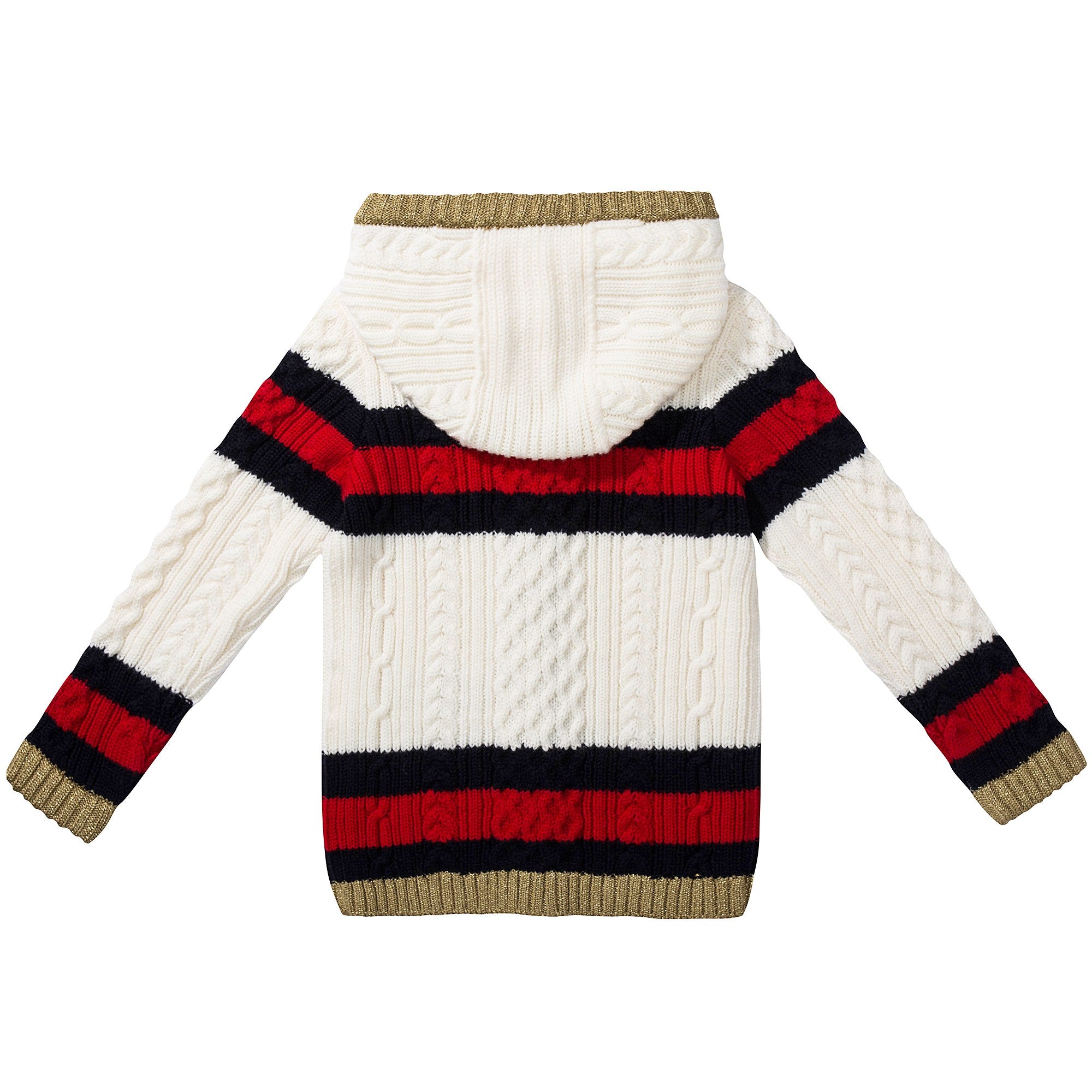 Baby Girls White Striped  Wool  Cardigan