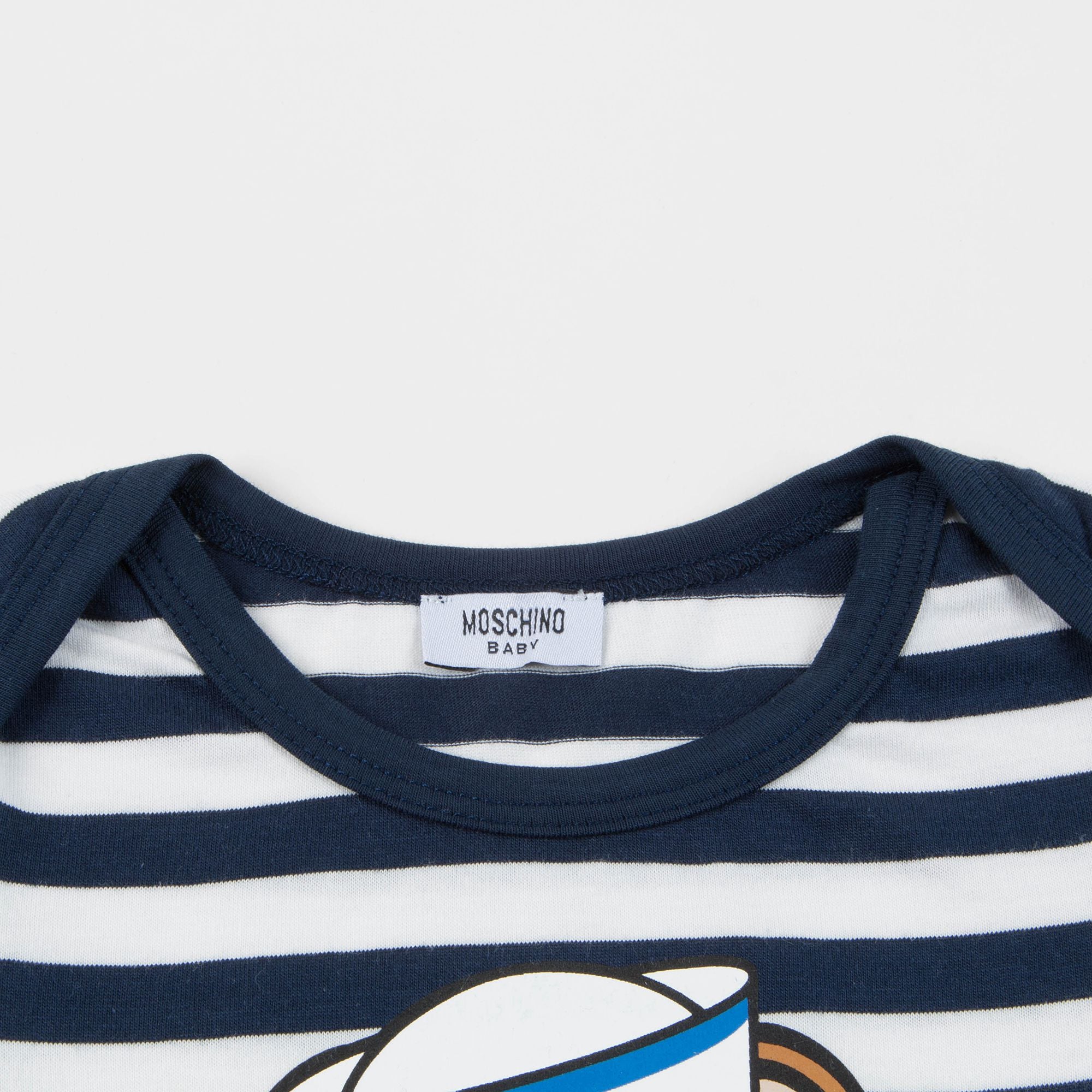Baby Boys Bloe Stripes Cotton Teddy Bear Babysuit