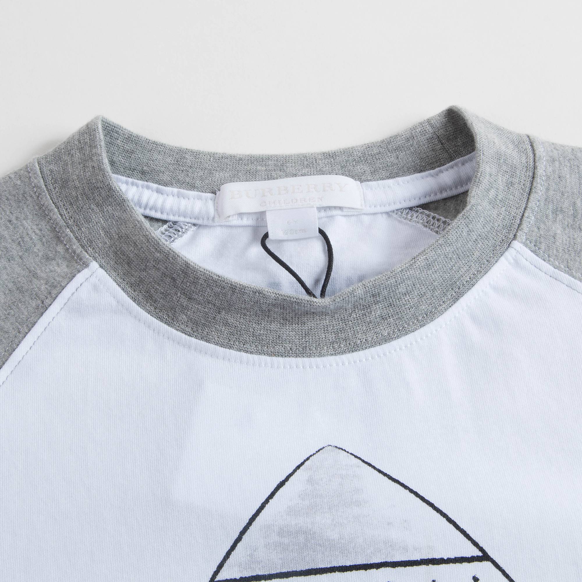 Boys White & Grey Cotton T-shirt