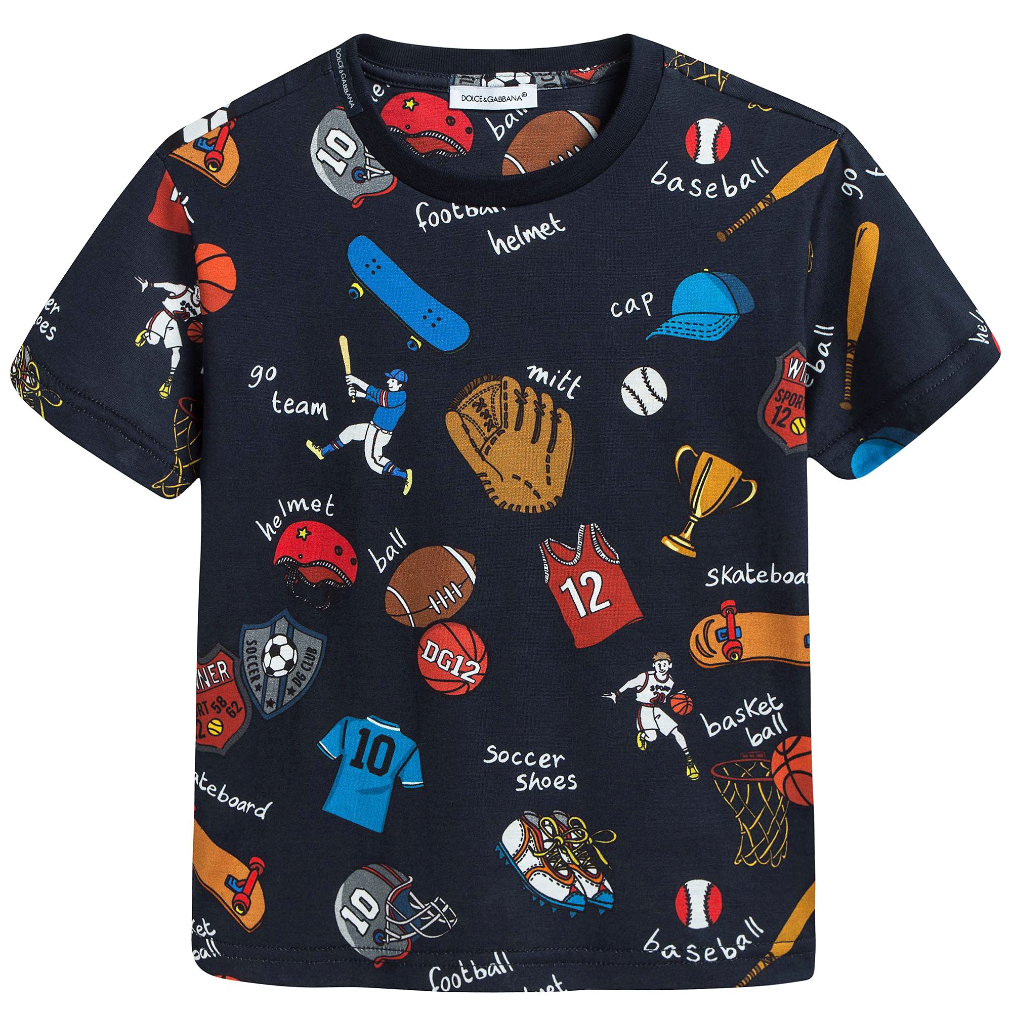 Boys Navy Blue Sport Printed Jersey T-shirt