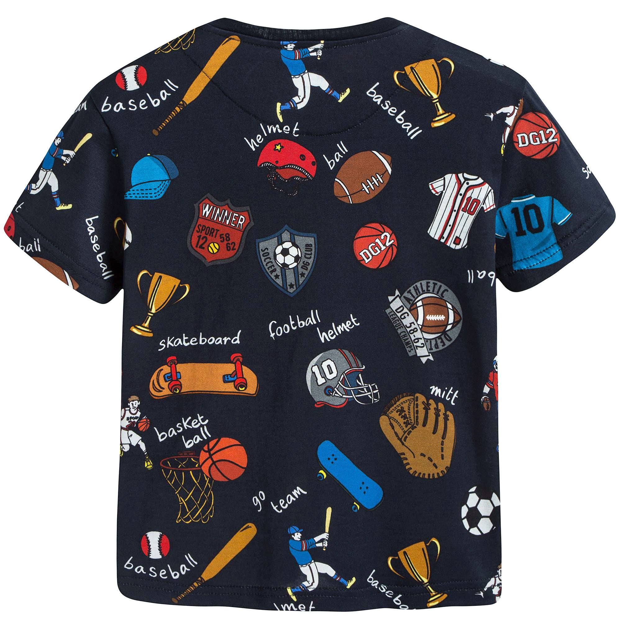 Boys Navy Blue Sport Printed Jersey T-shirt