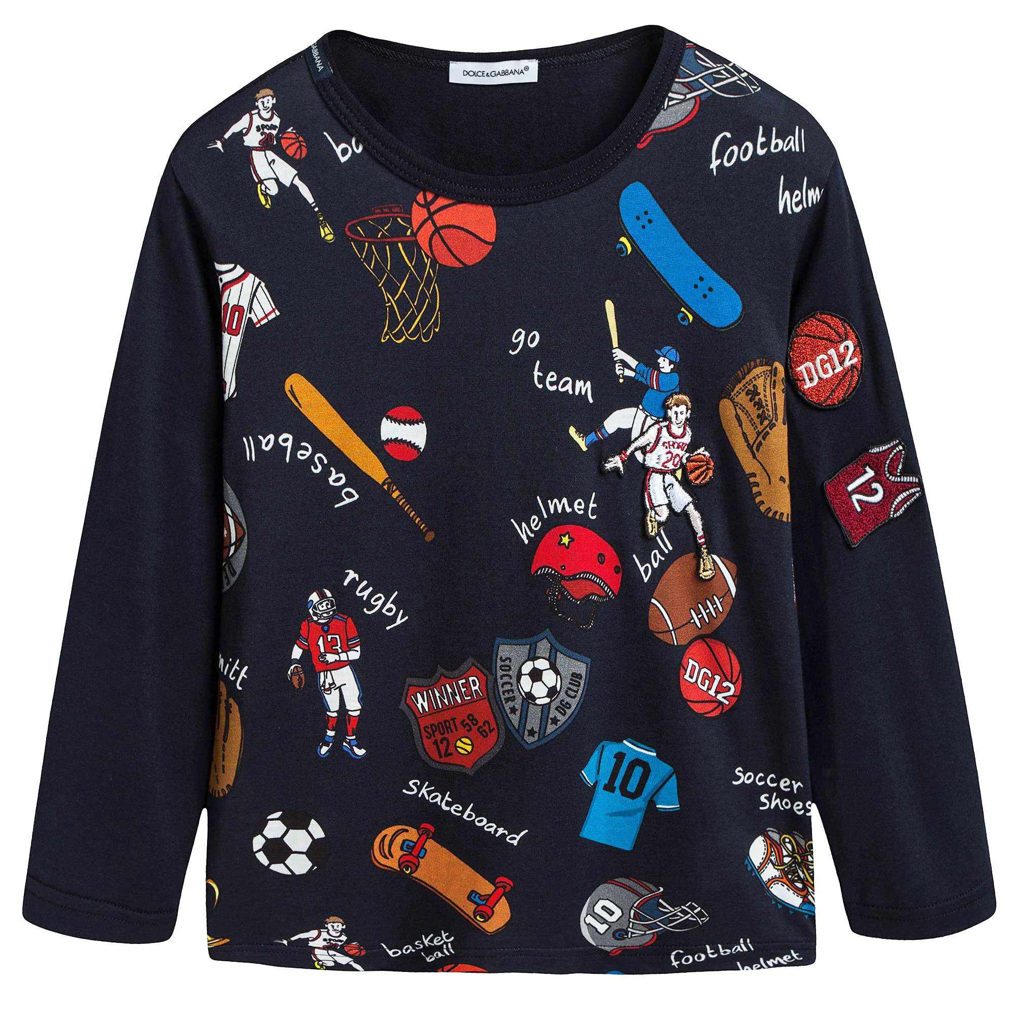 Boys Blue Sport Printed Jersey Top