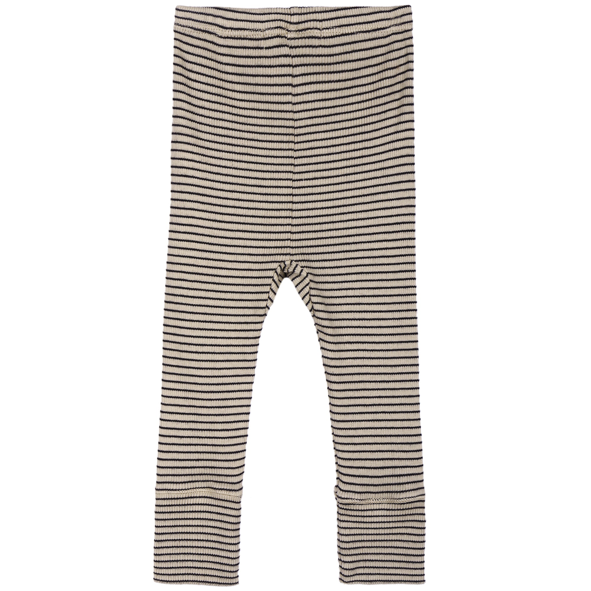 Baby Beige Striped Cotton Leggings