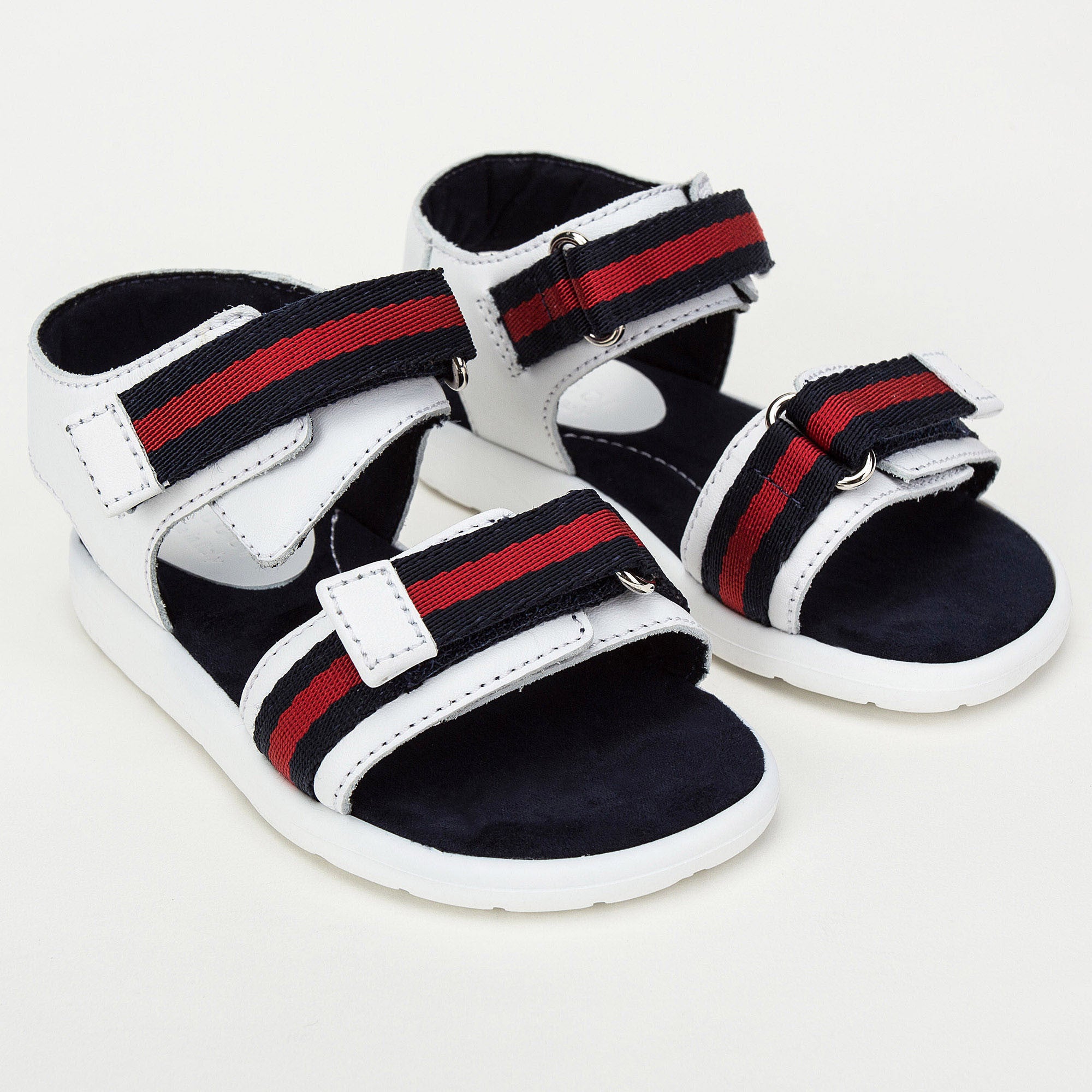 Baby  White Leather Upper Rubber Sole Sandals