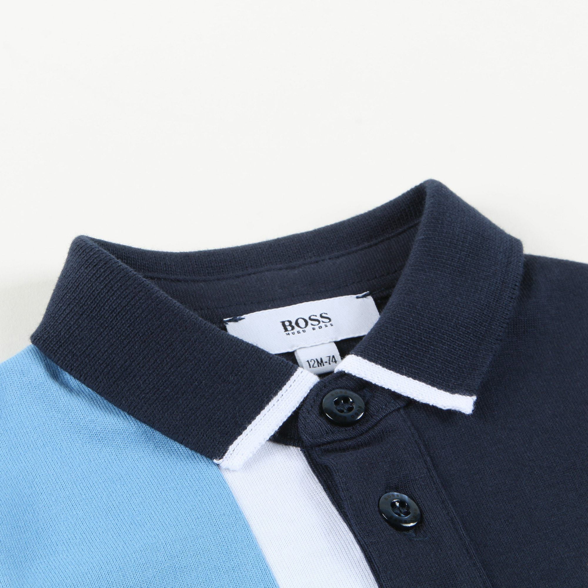 Baby Boys Blue & White Cotton Polo Shirt