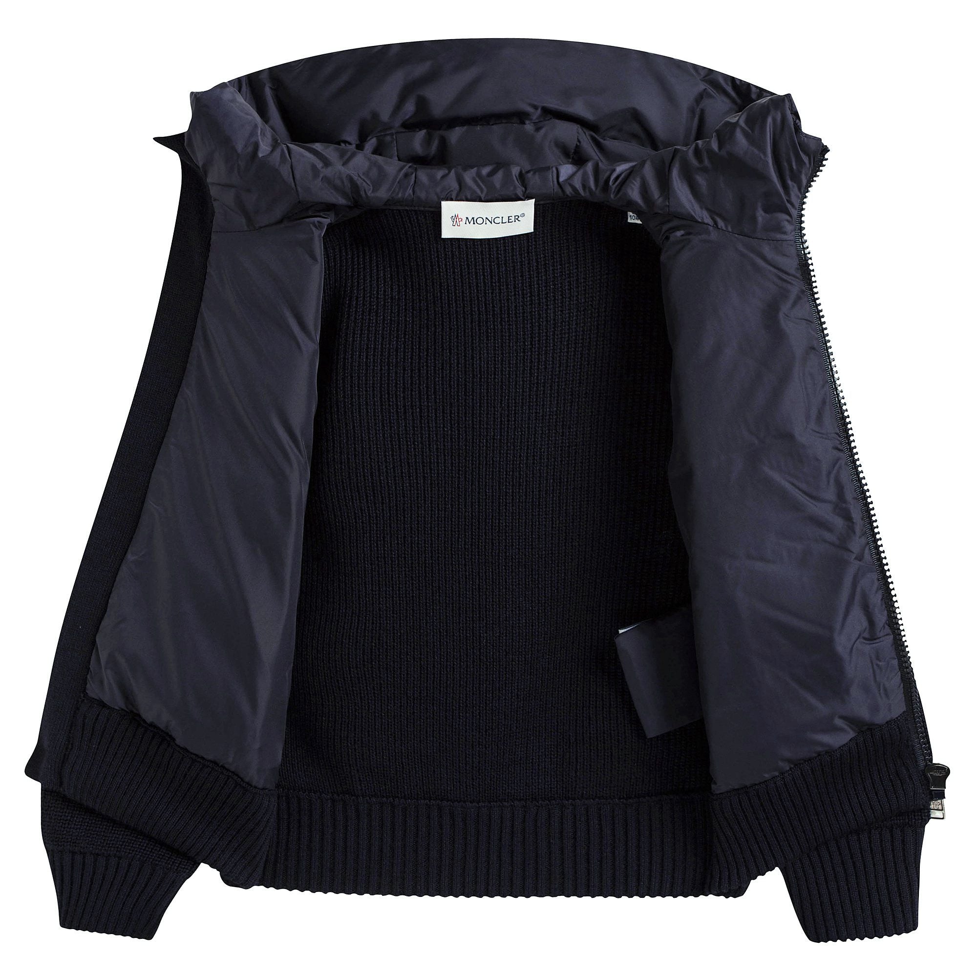 Boys Blue Knitted & Down Padded Zip-up Top