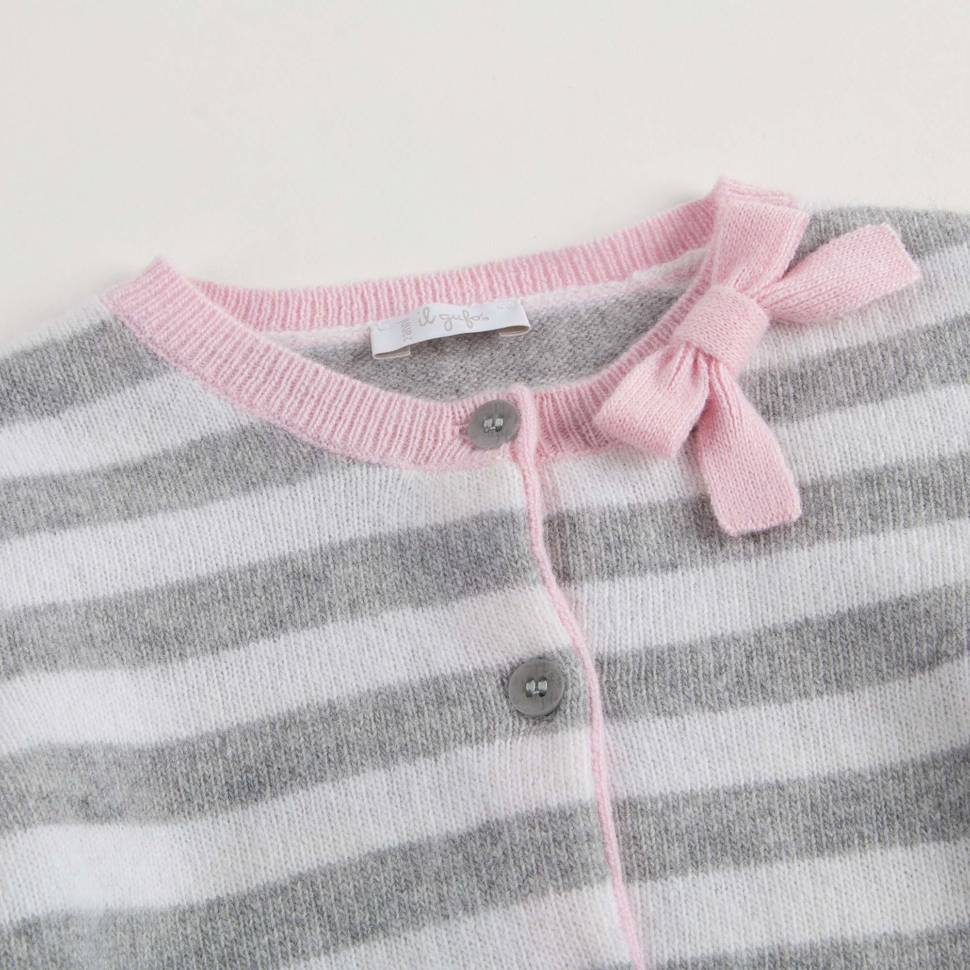 Baby Girls Grey & Milk White Stripe Cardigan