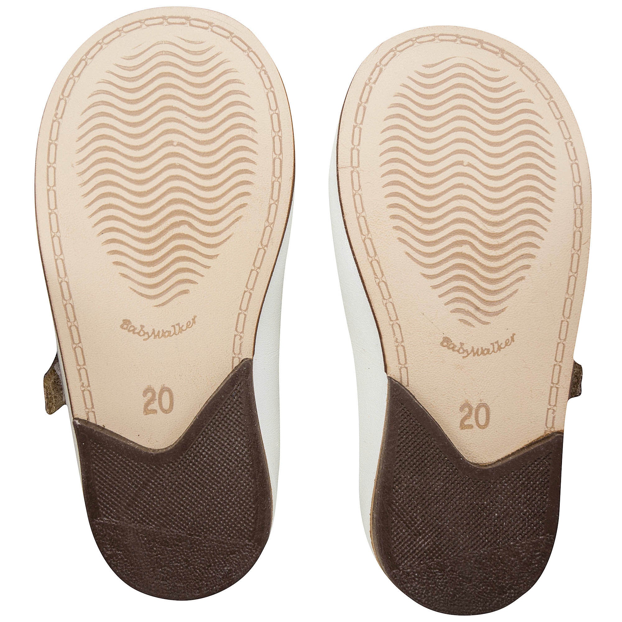Girls Ivory Leather Shoes With White Diamond Trims