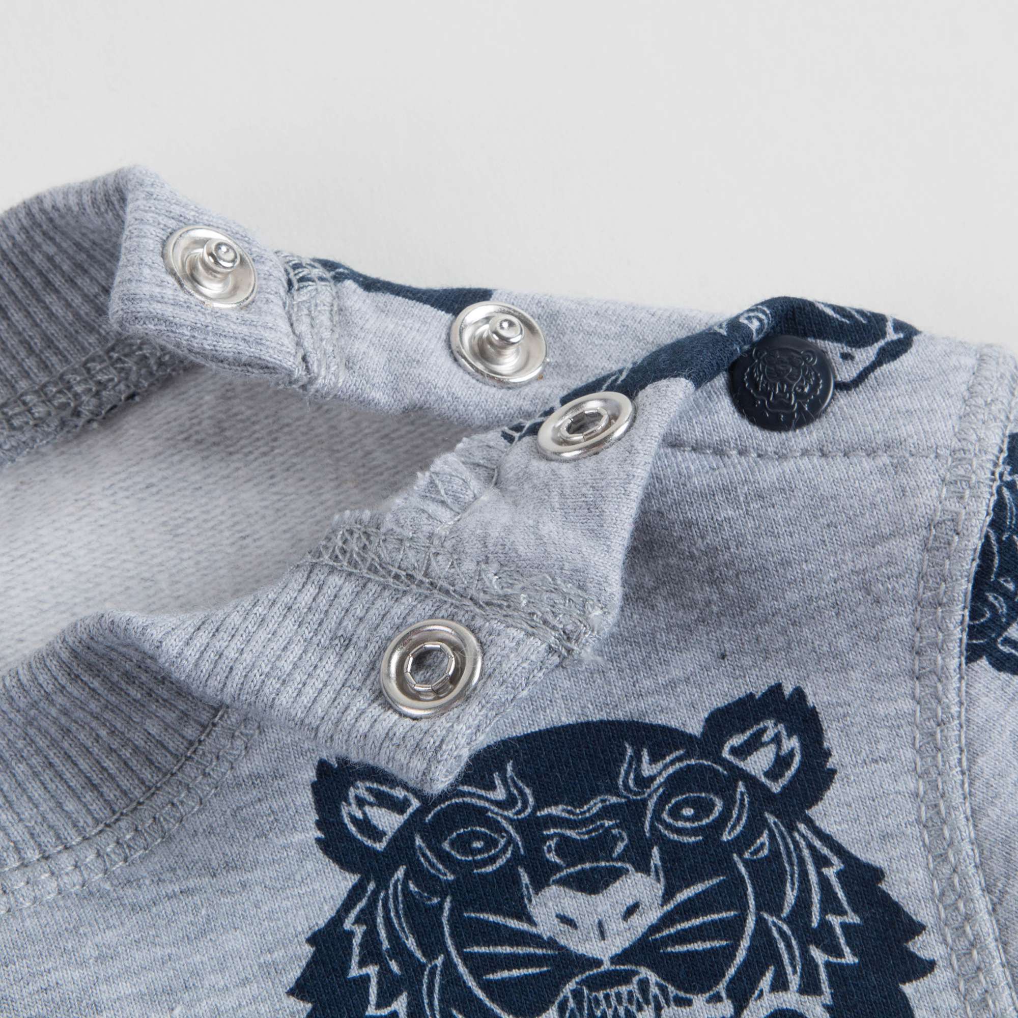 Baby Girls Marl Grey Tiger Printed Cotton Dress