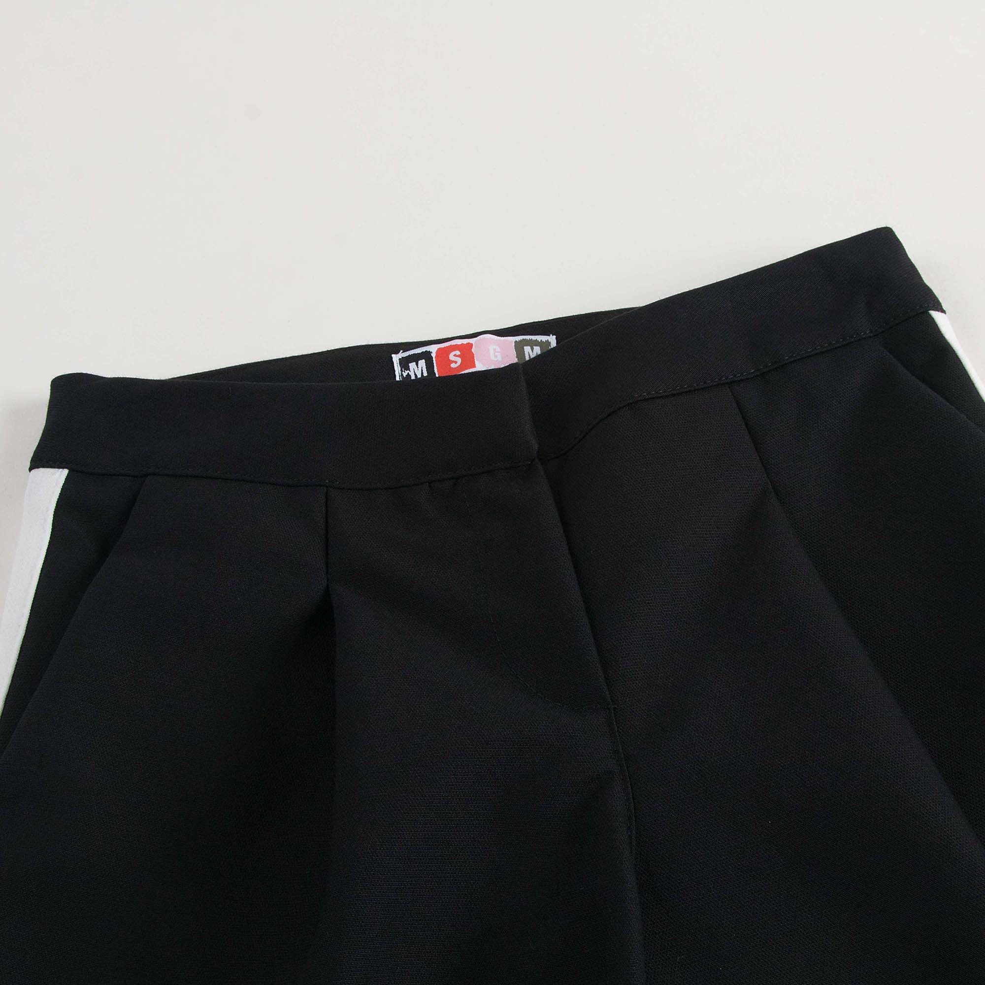 Girls Black Cotton Trouser With White Strape