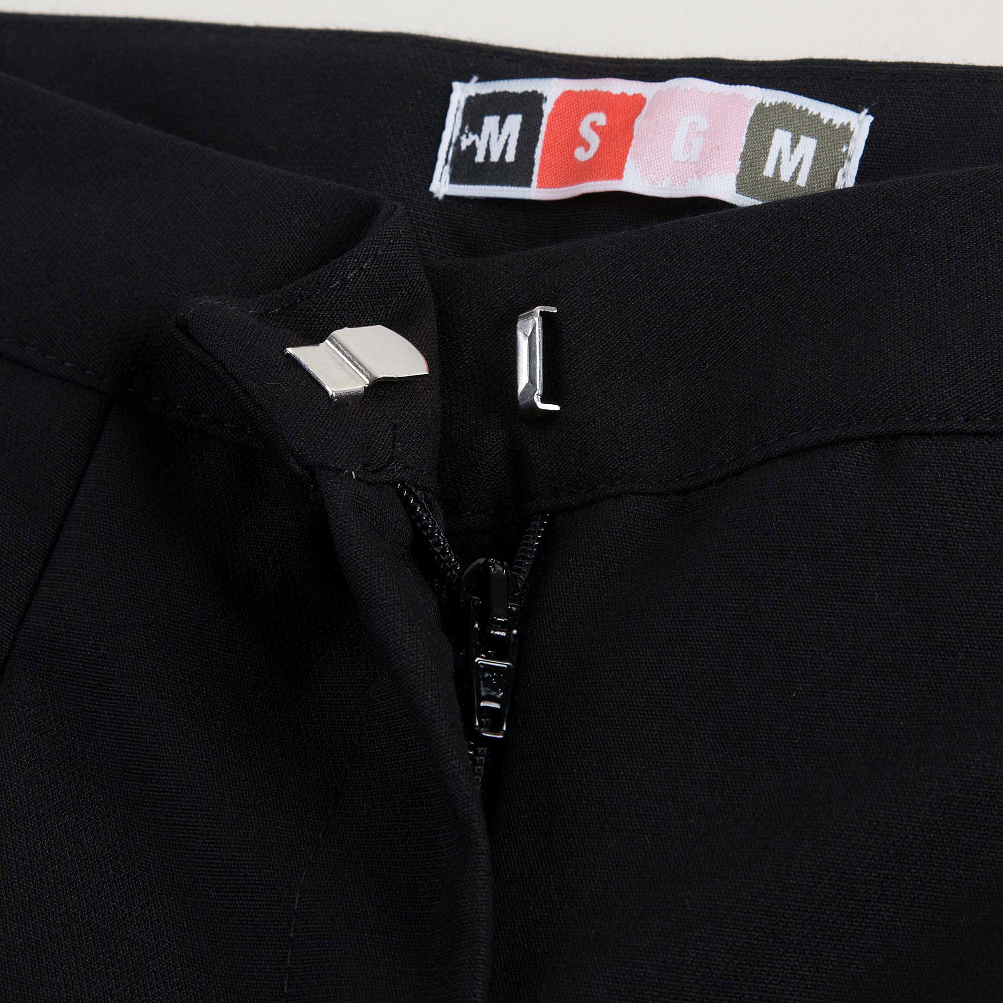 Girls Black Cotton Trouser With White Strape
