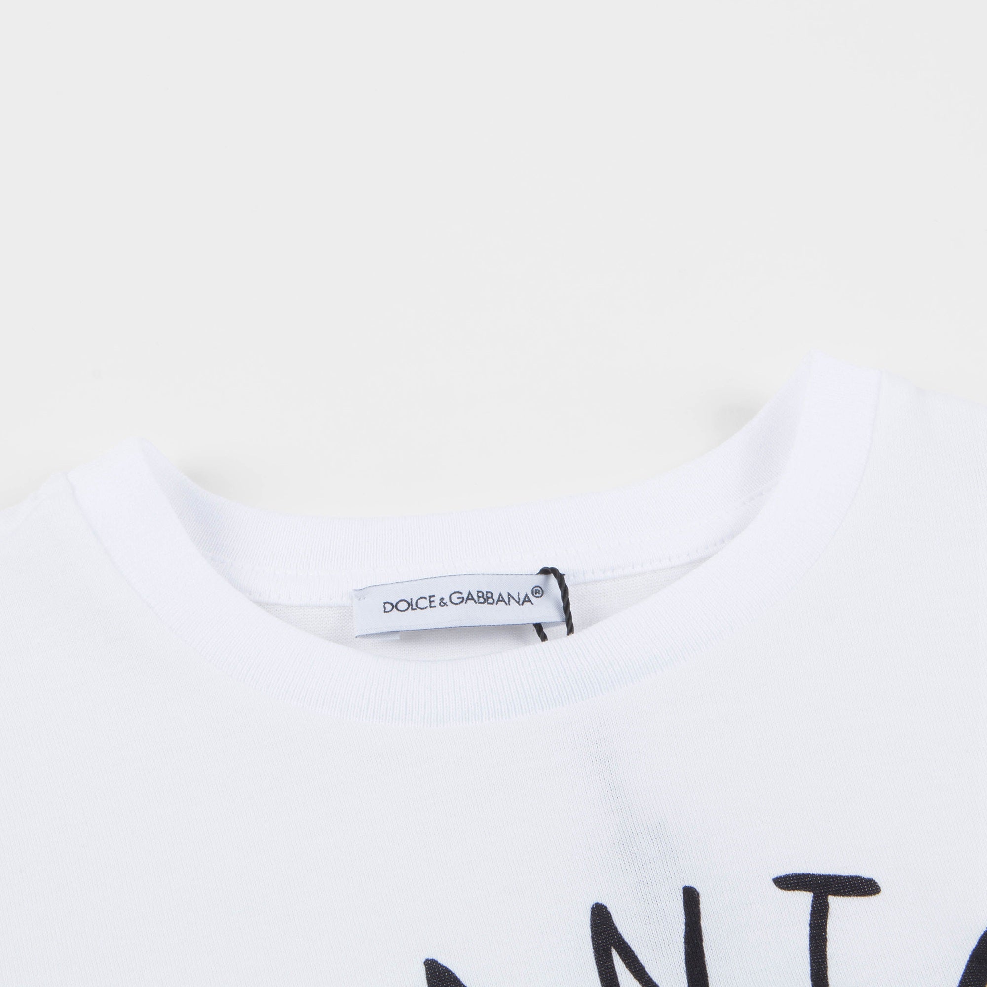Girls White "Santa Bellezza" Cotton T-shirt