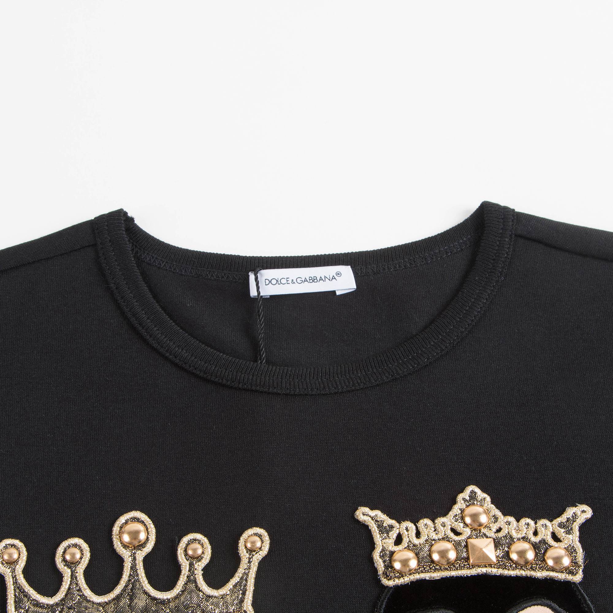 Boys & Girls Black "DG Family" Cotton T-shirt