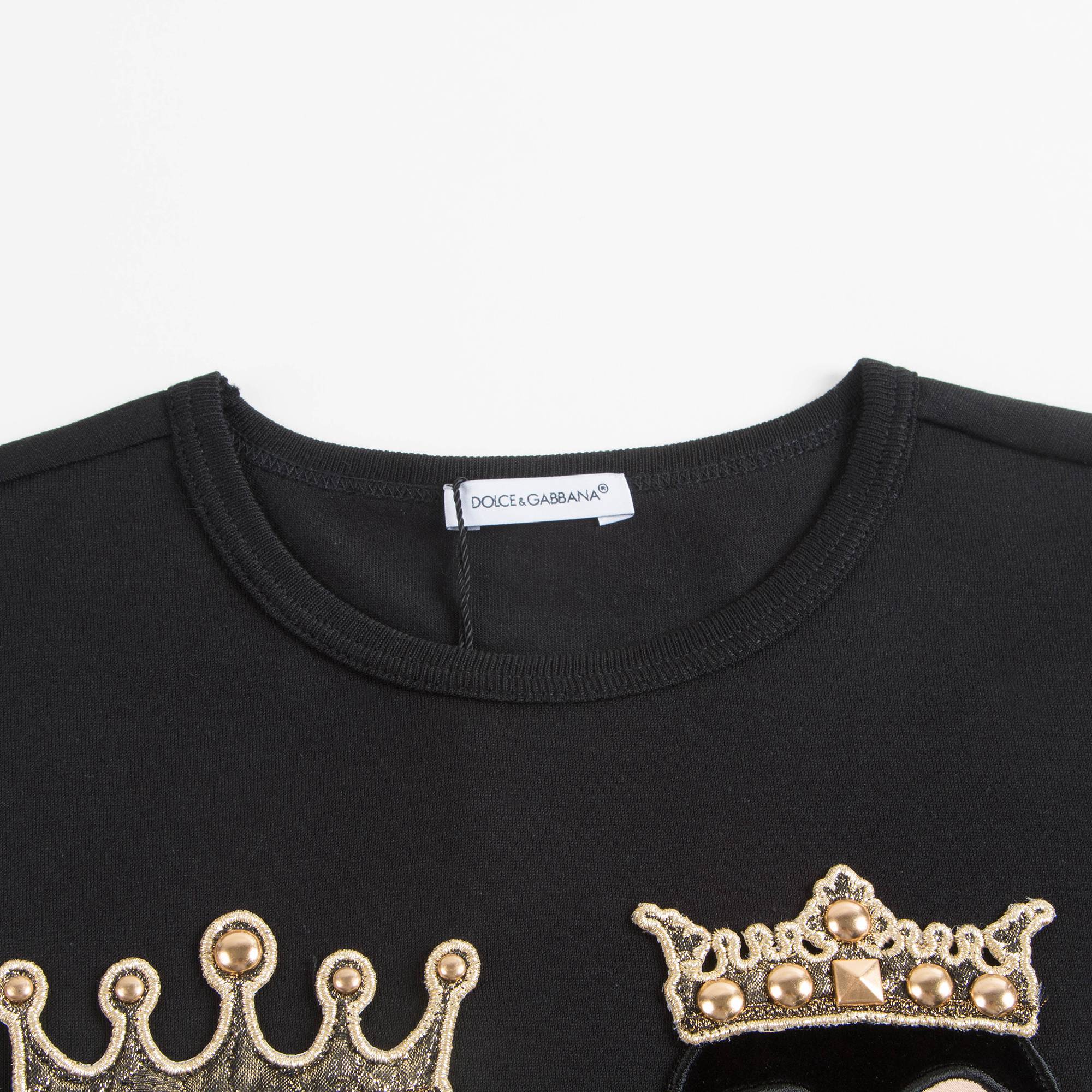 Boys & Girls Black "DG Family" Cotton T-shirt