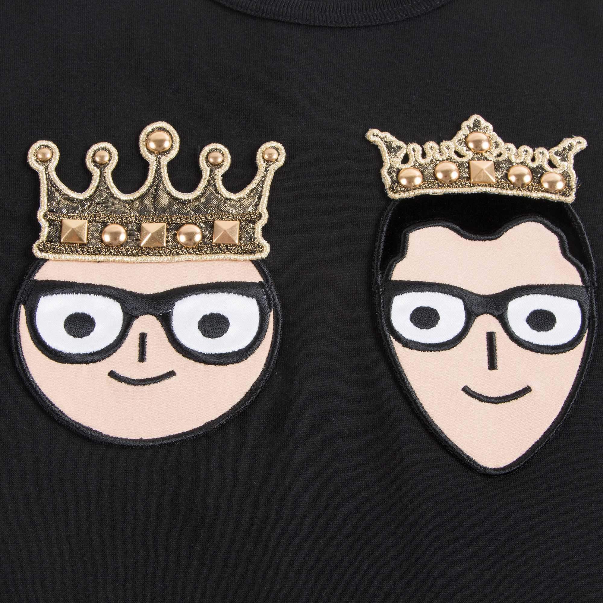 Boys & Girls Black "DG Family" Cotton T-shirt