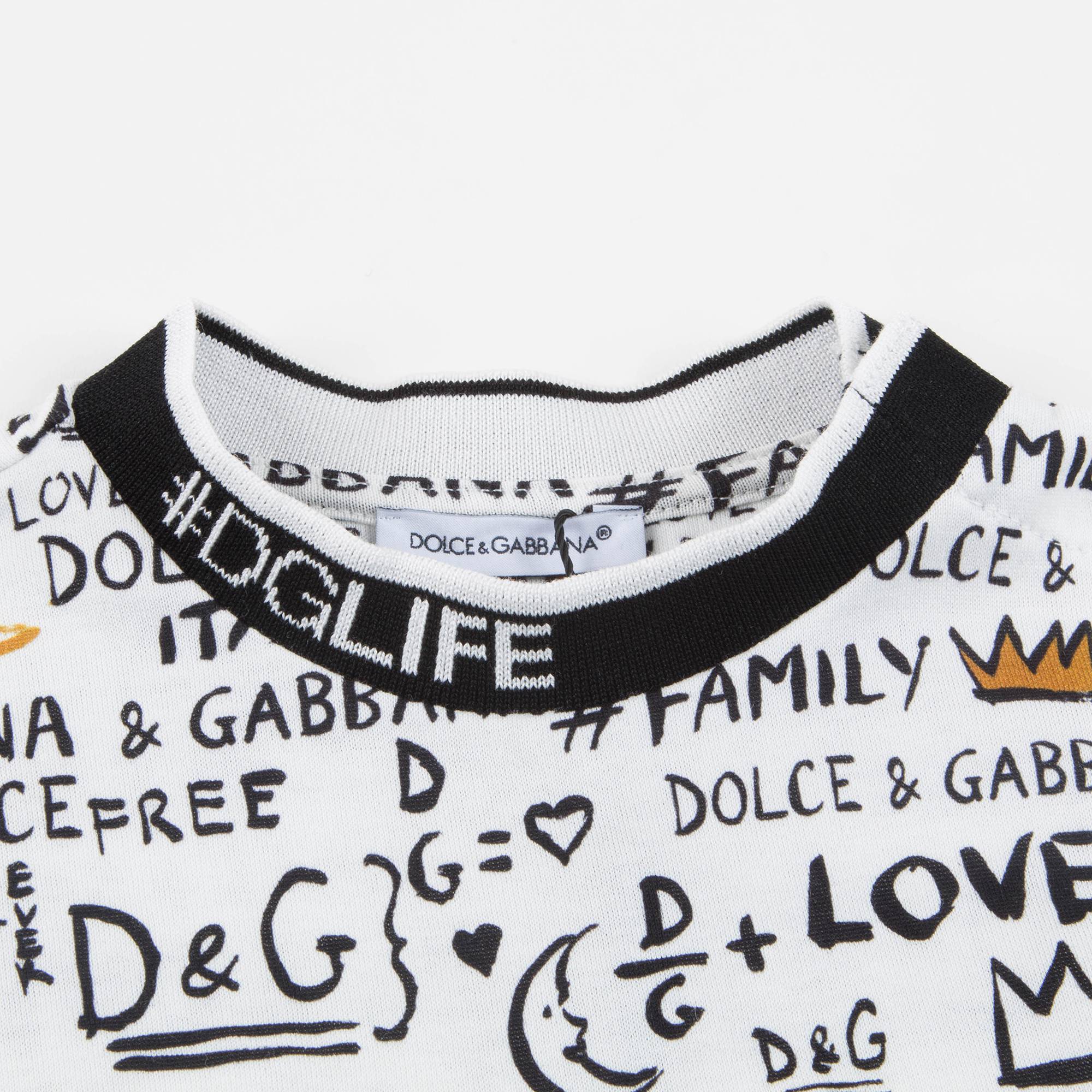 Baby Boys White Printed Cotton T-shirt