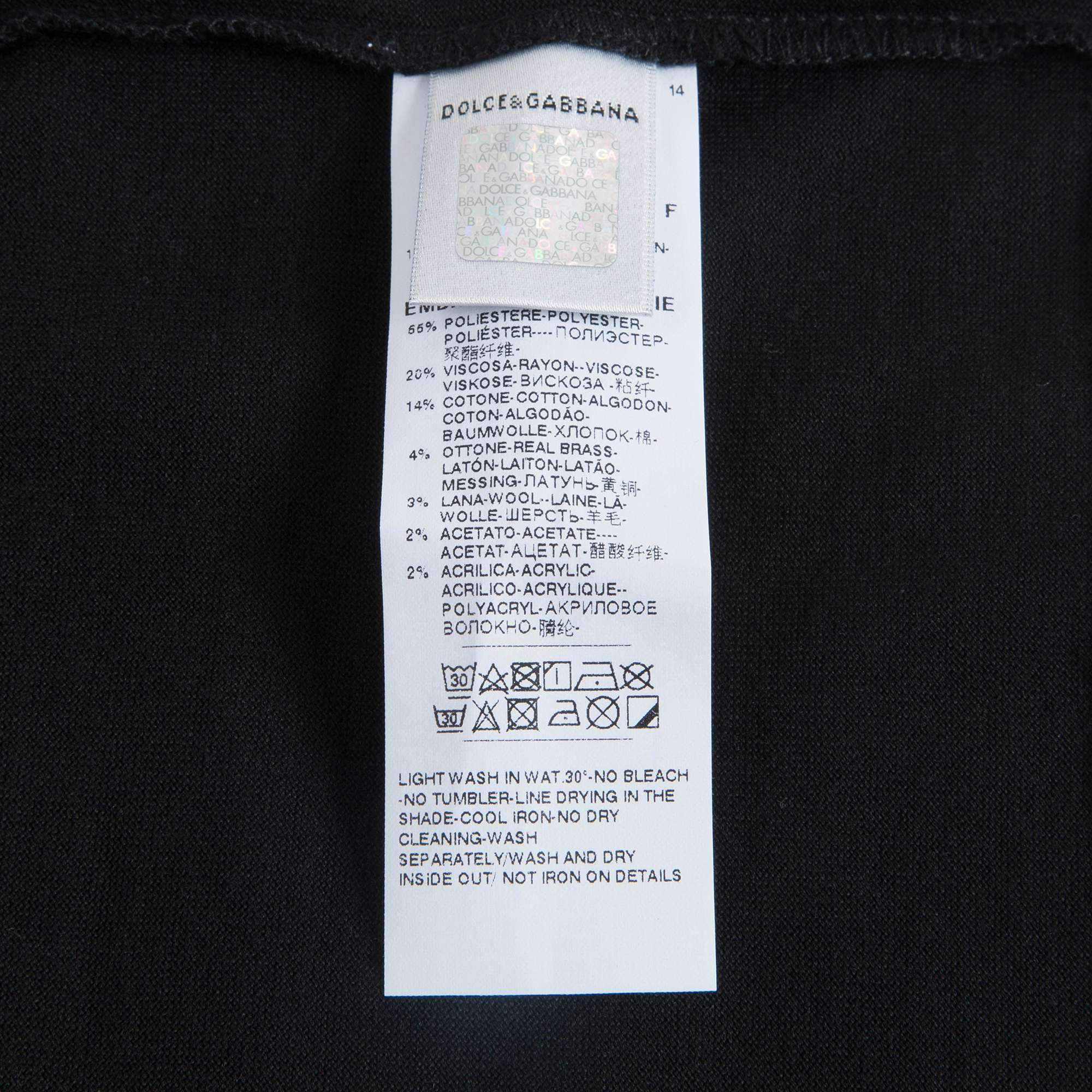 Boys & Girls Black "DG Family" Cotton T-shirt