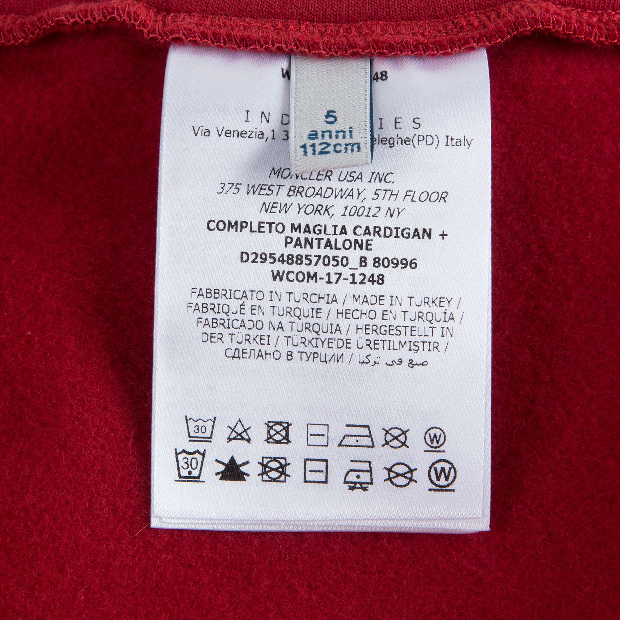 Boys & Gilrs Red "COMPLETO MAGLIA CARDIGAN + PAN" Cotton Set