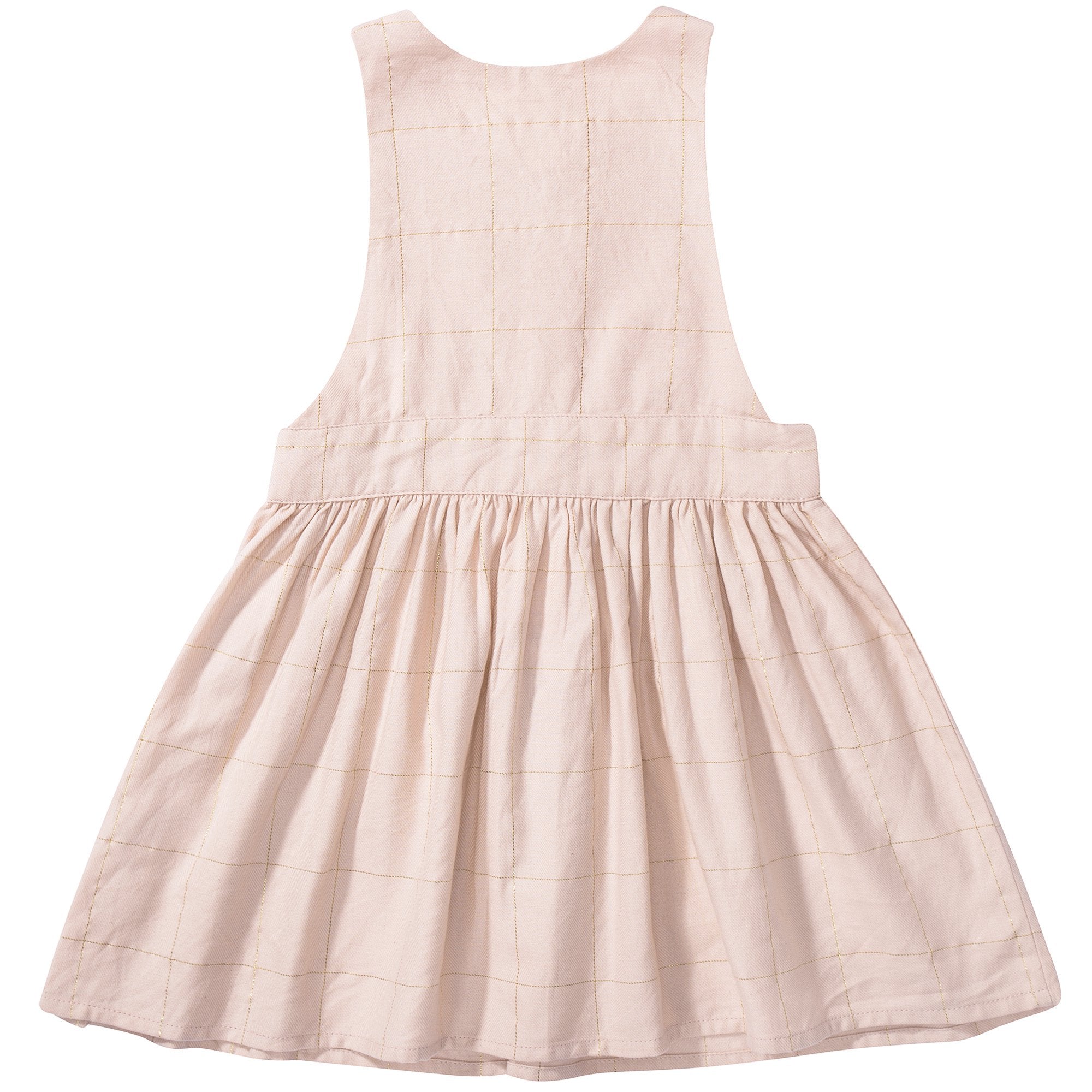 Baby Girls Pink Big check gold lurex  Cotton Dress