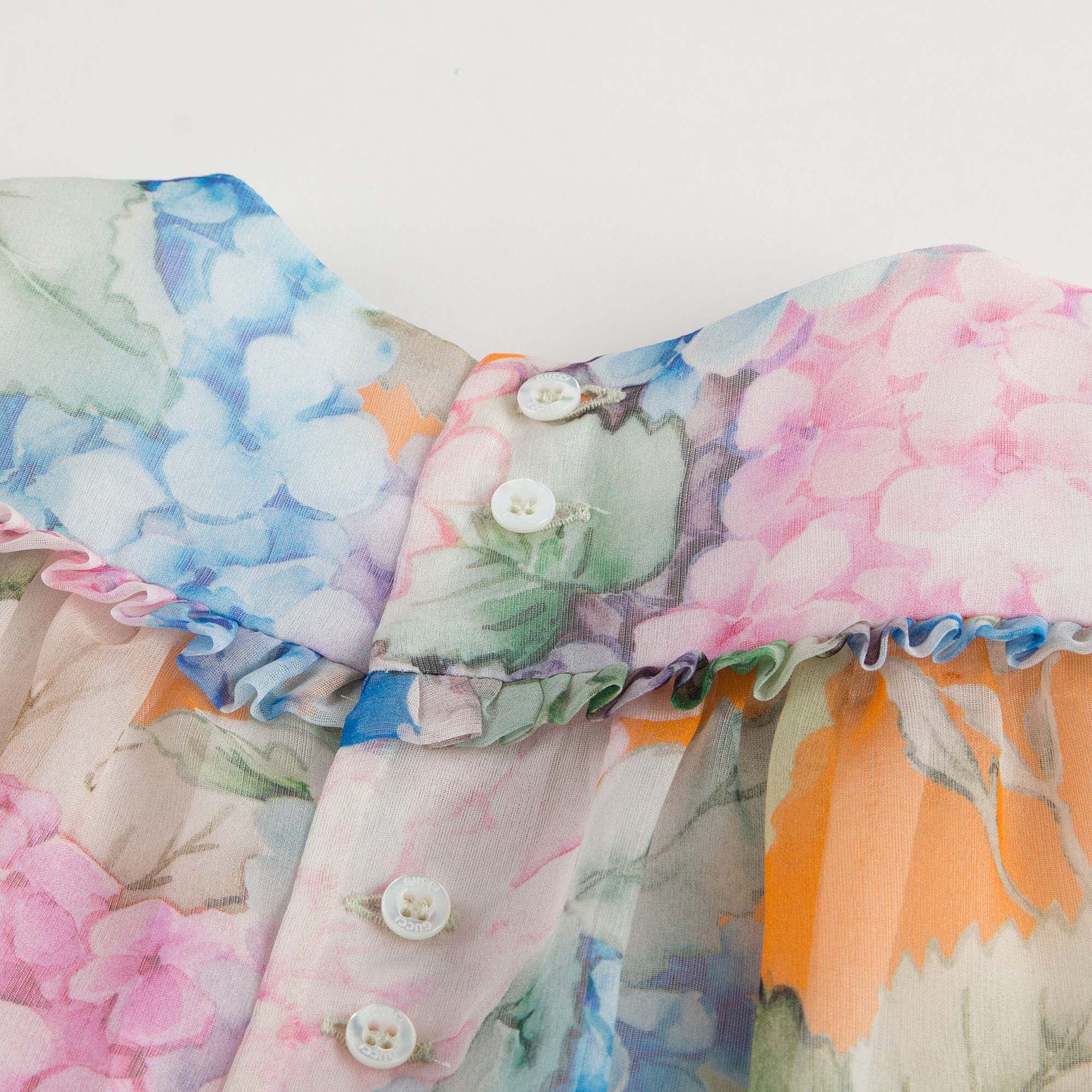 Baby Girls Multicolor Printed Trims Silk Dress