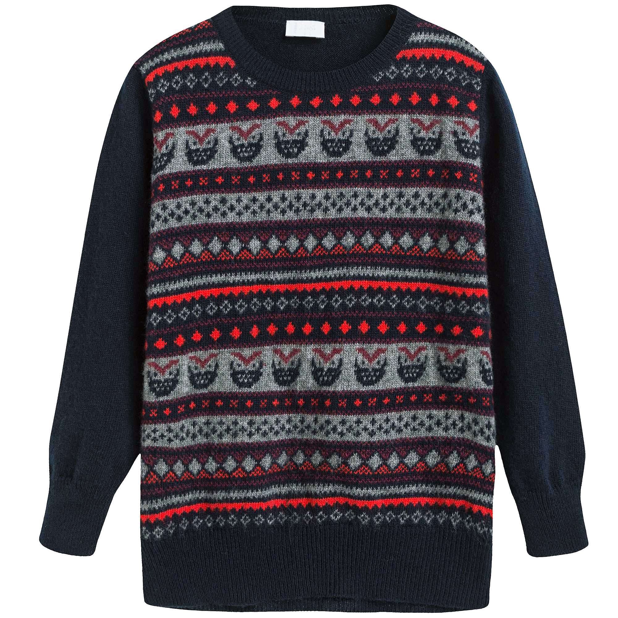 Boys Blue & Grey Wool Sweater