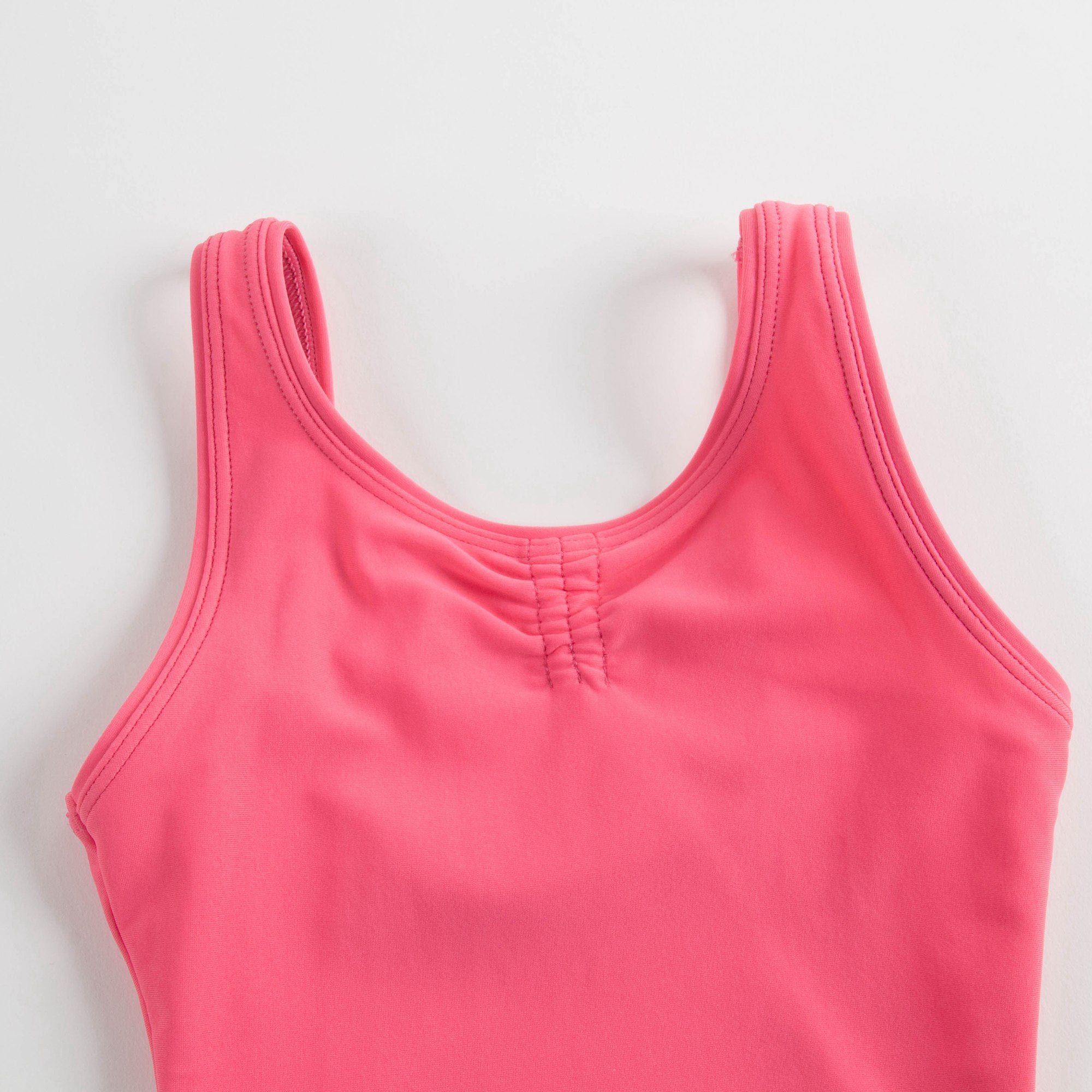 Girls Pink Doll Ruched Leotard And Wide Straps