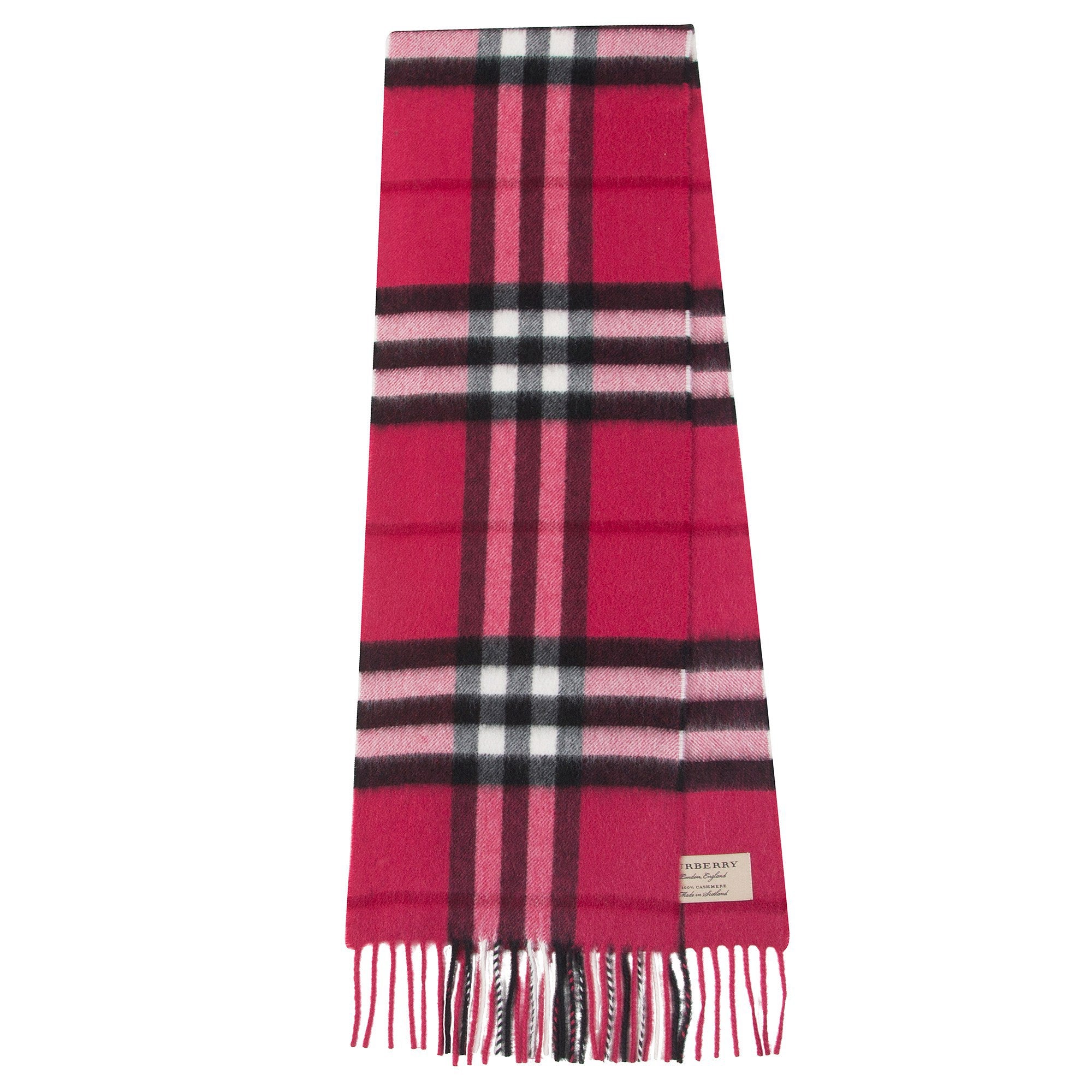 Girls  Fuchsia  Pink   Check   Wool   Scarves