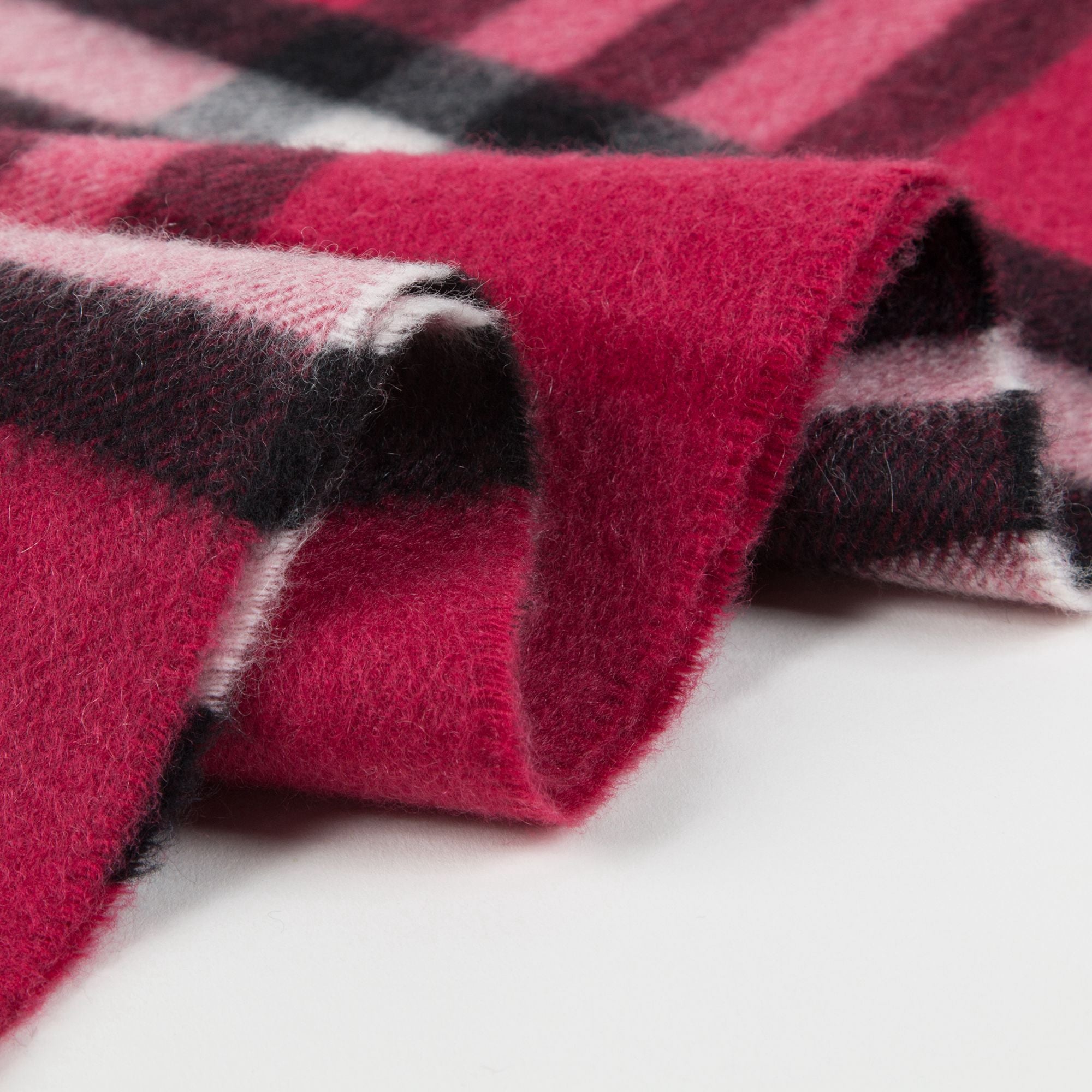 Girls  Fuchsia  Pink   Check   Wool   Scarves