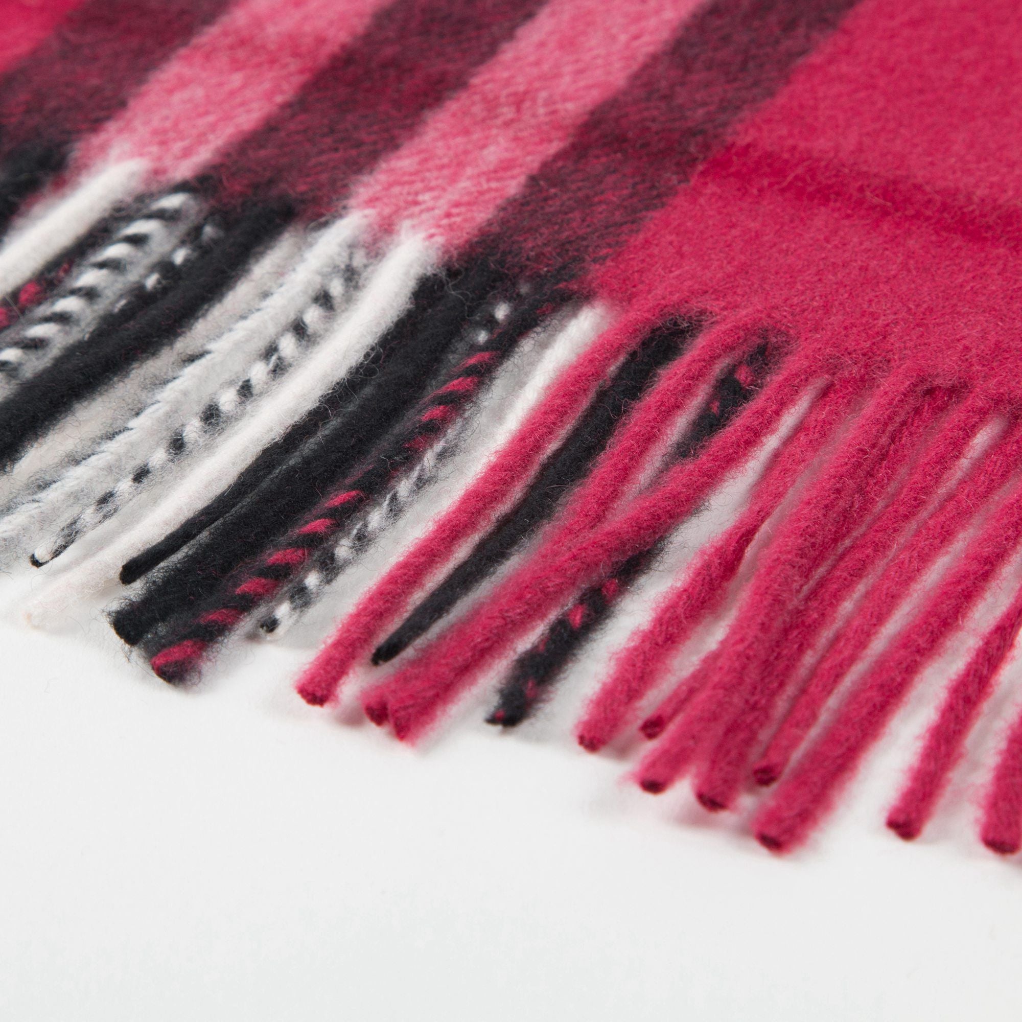 Girls  Fuchsia  Pink   Check   Wool   Scarves