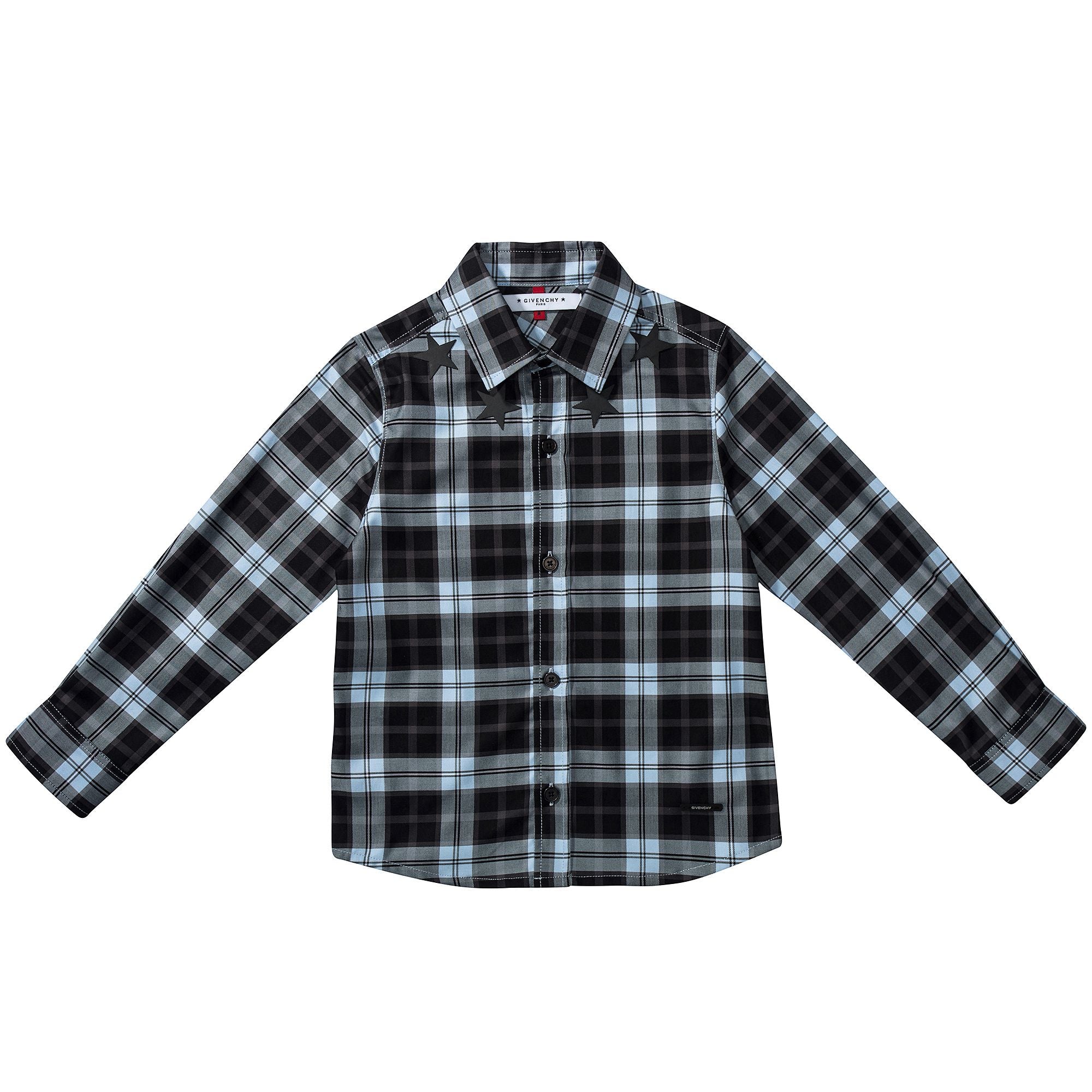 Boys Dark Blue Check  Cotton Shirt