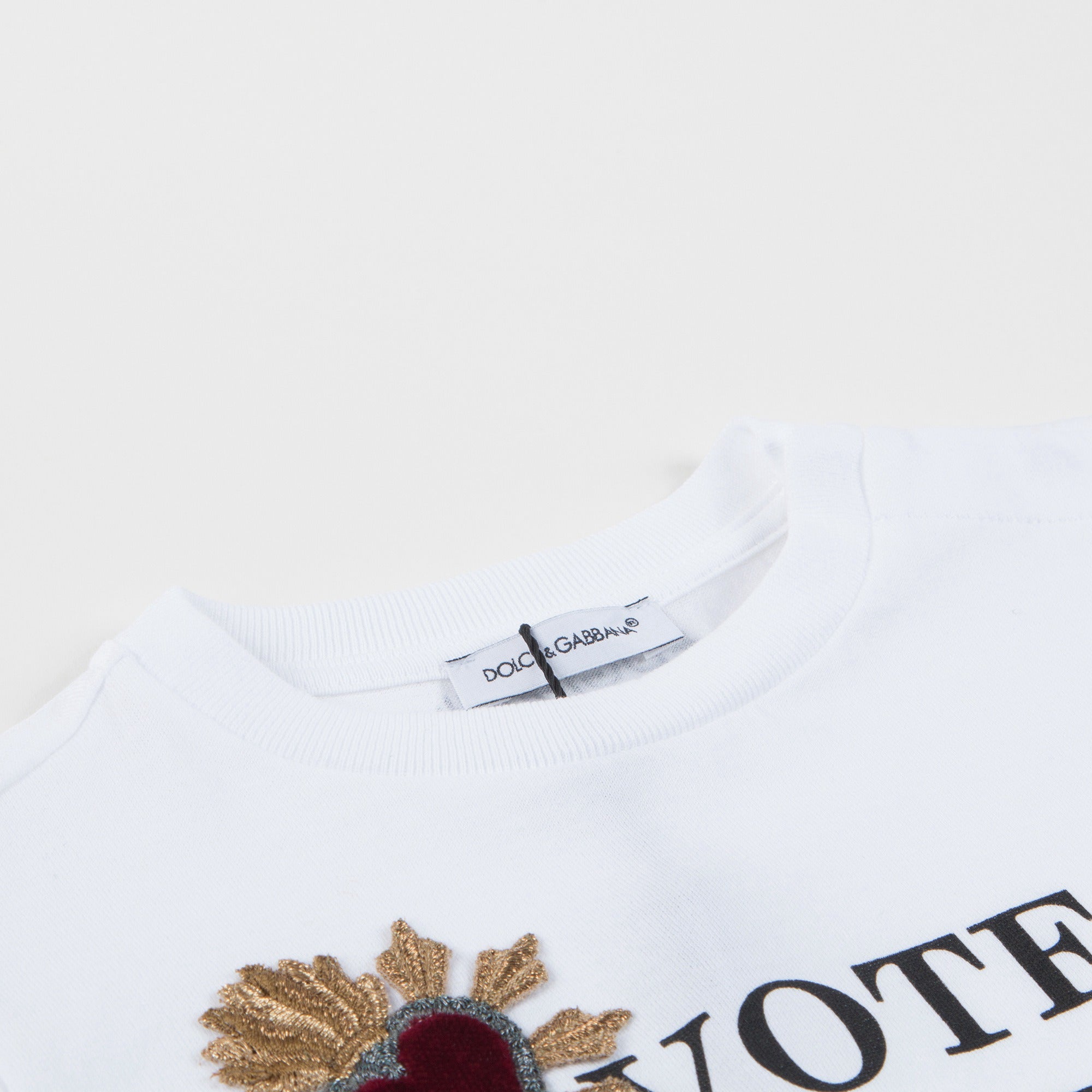 Baby  White  Embroidery  Printing  T-Shirt