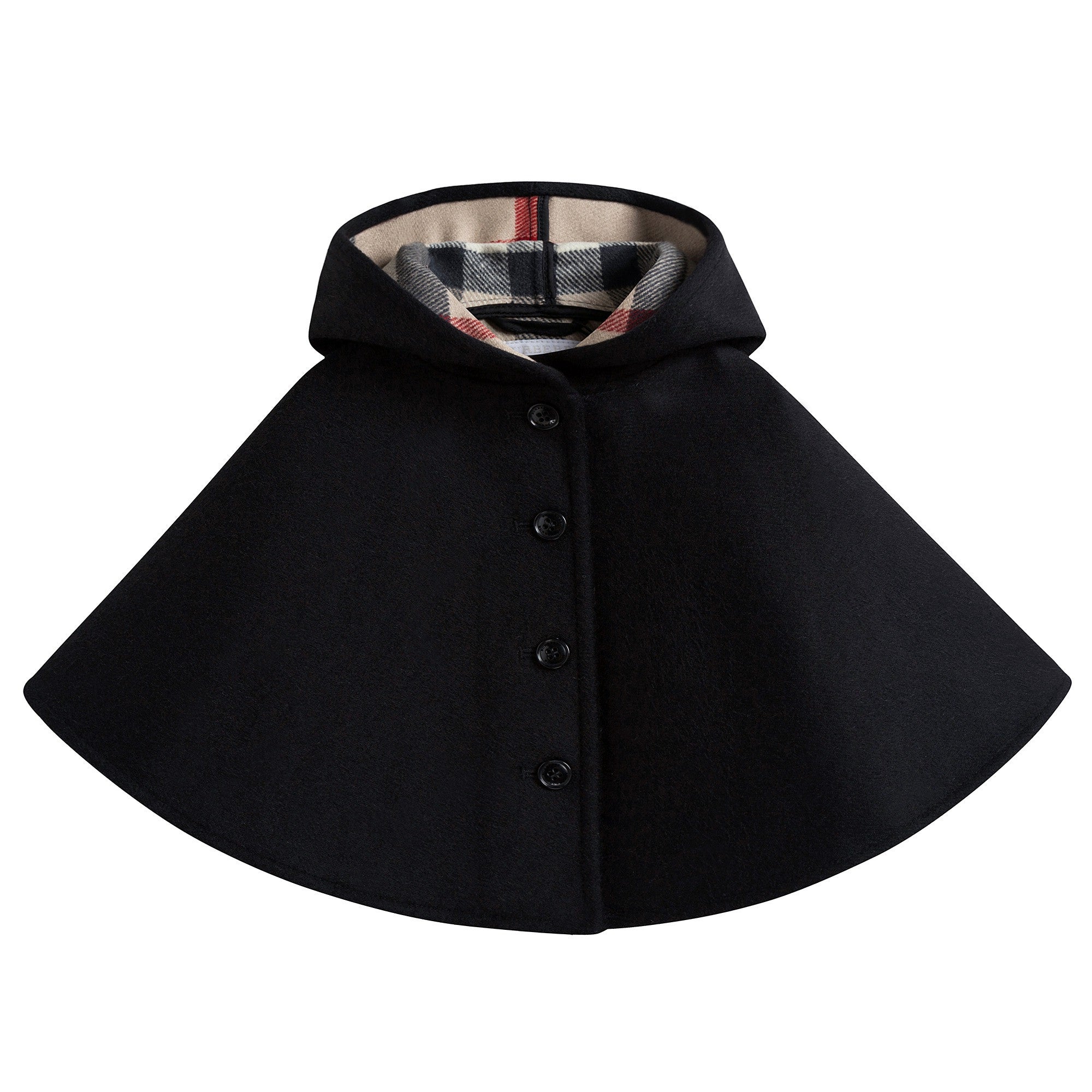 Baby Girls Black Hooded Wool Cape