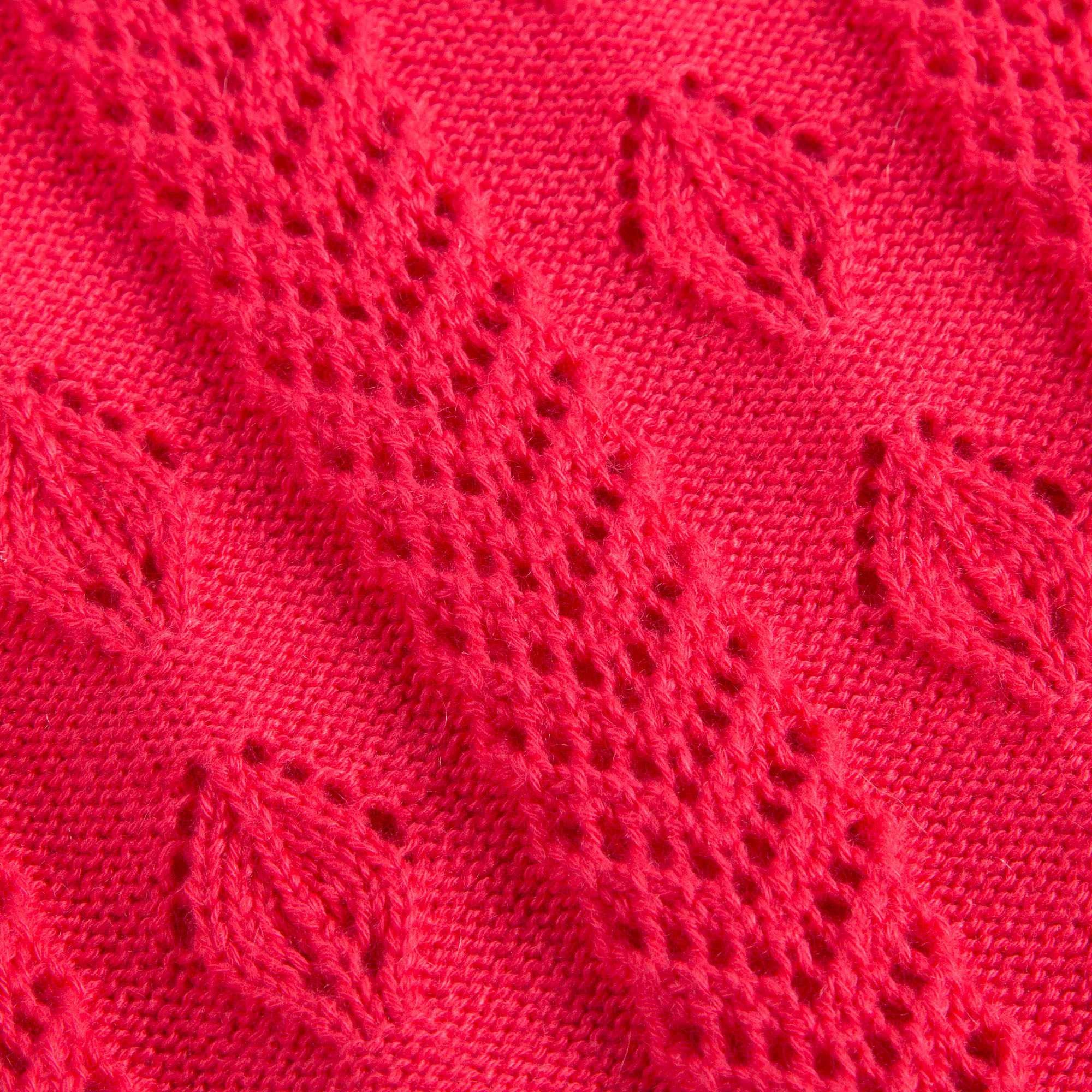 Girls Red Knitted Hollow Short Sleeve Sweater