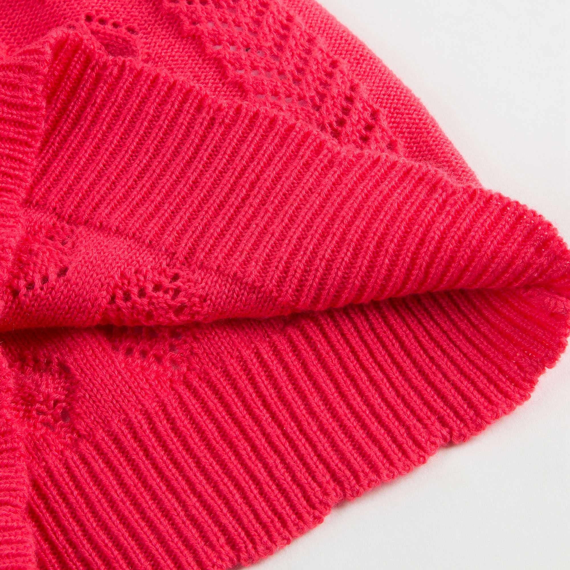 Girls Red Knitted Hollow Short Sleeve Sweater