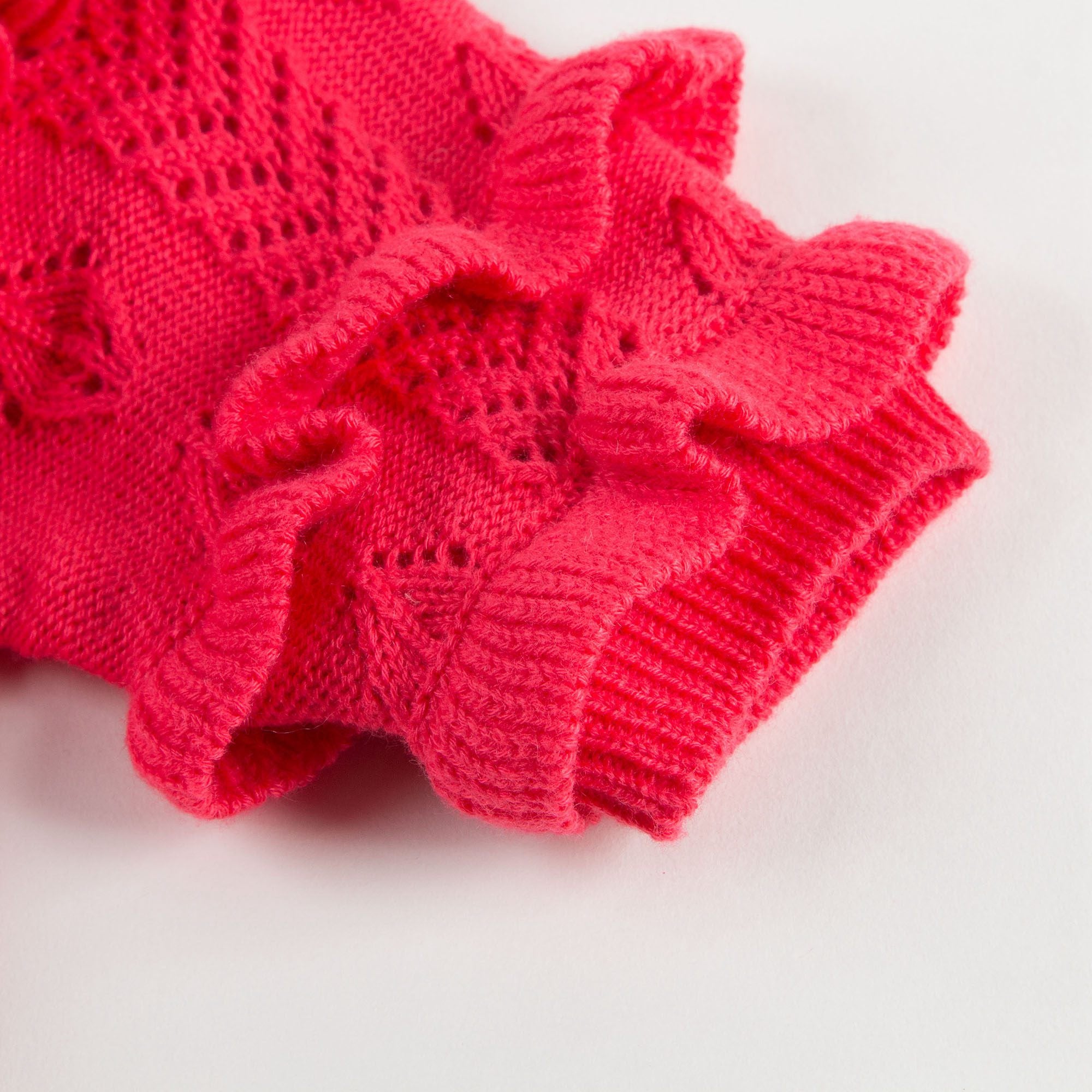 Girls Red Knitted Hollow Short Sleeve Sweater