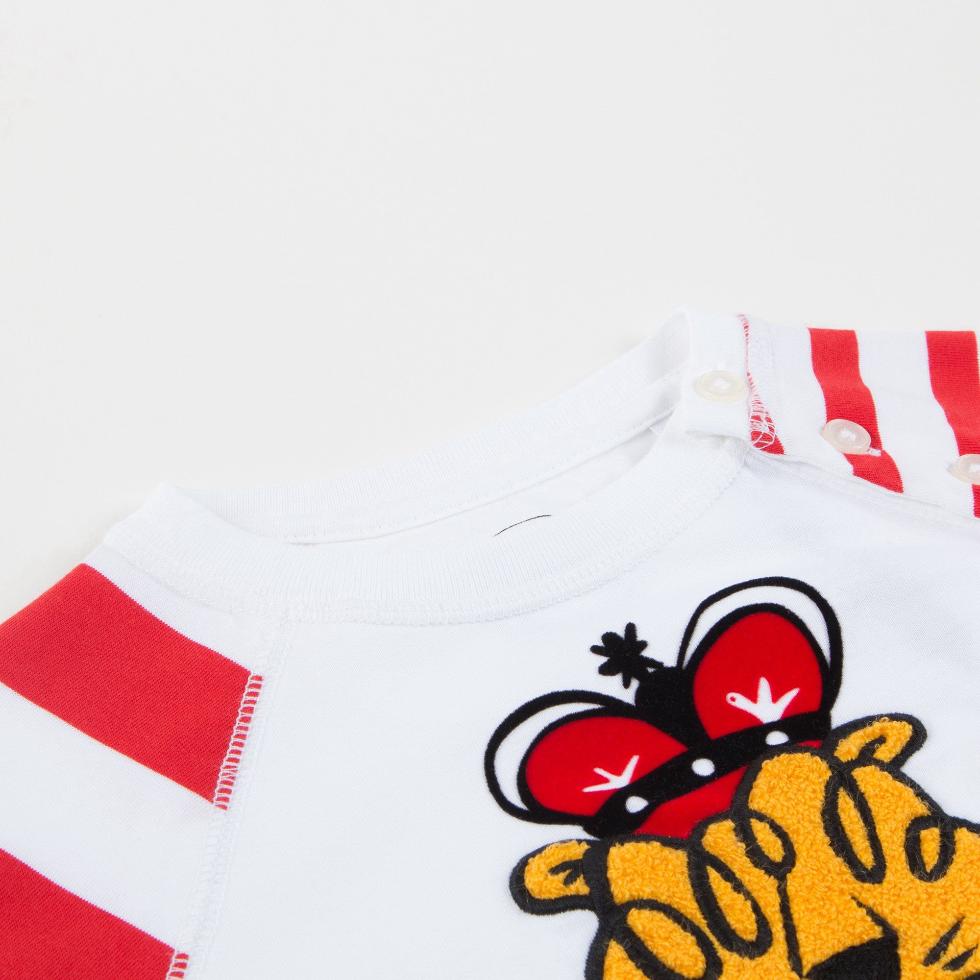 Boys White Stripe Embroidery Long Sleeve
