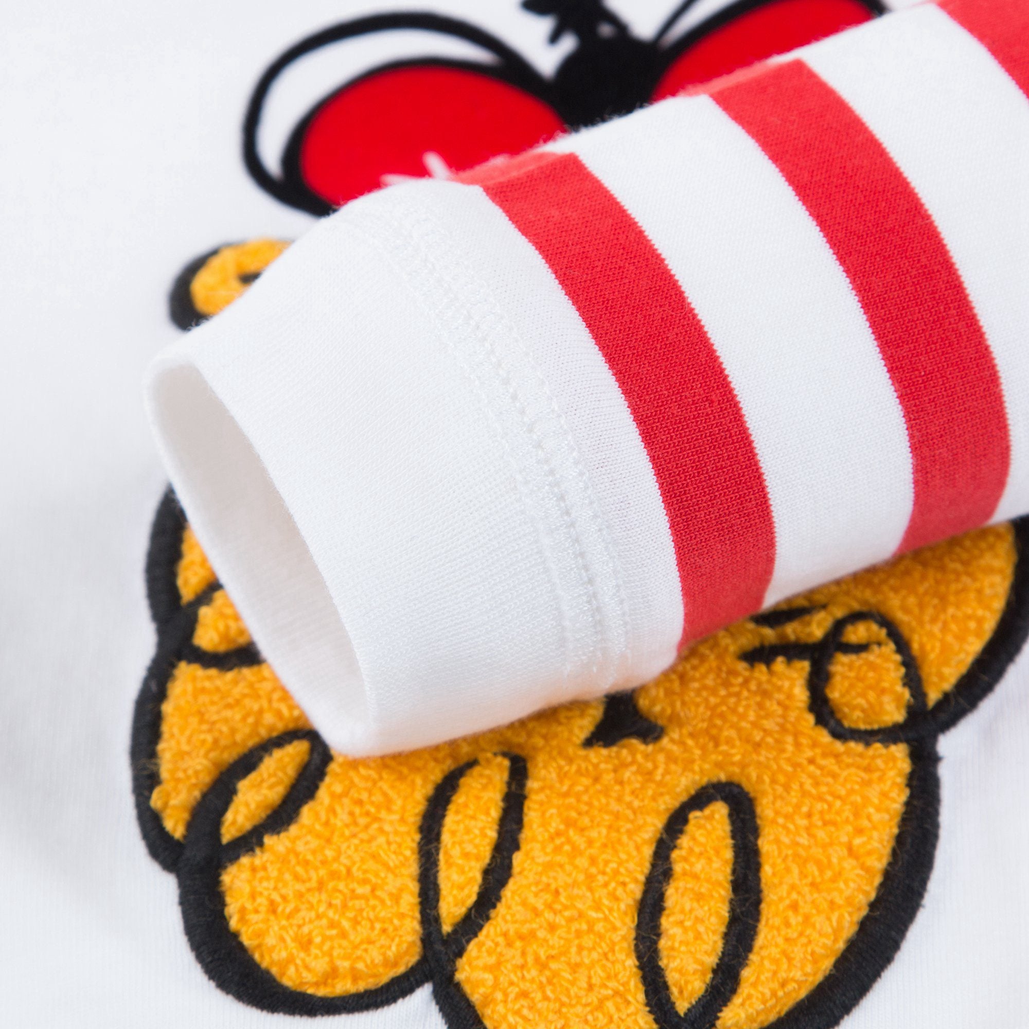 Boys White Stripe Embroidery Long Sleeve