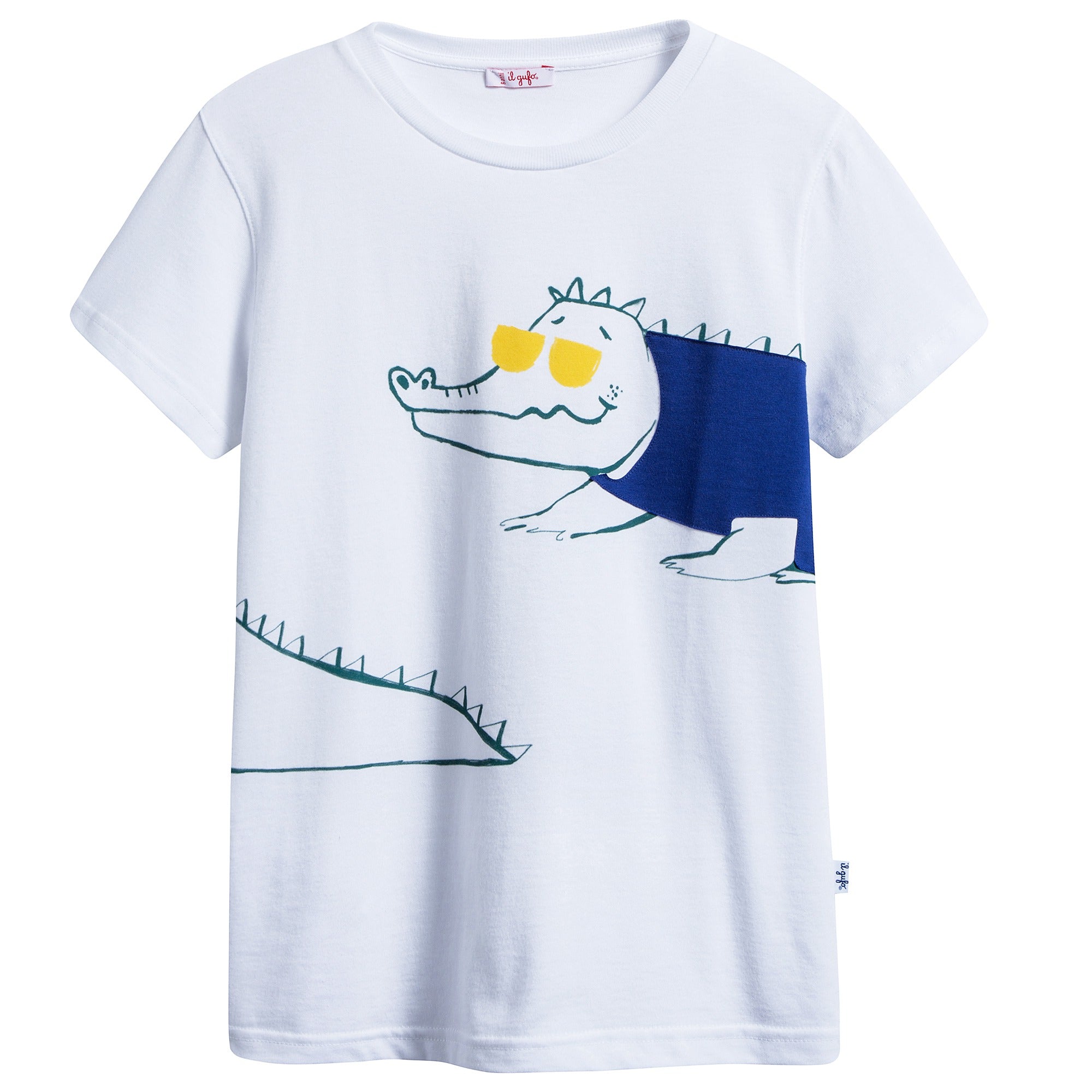 Boys White  "Bluette  Crocodile"  Cotton T-shirt