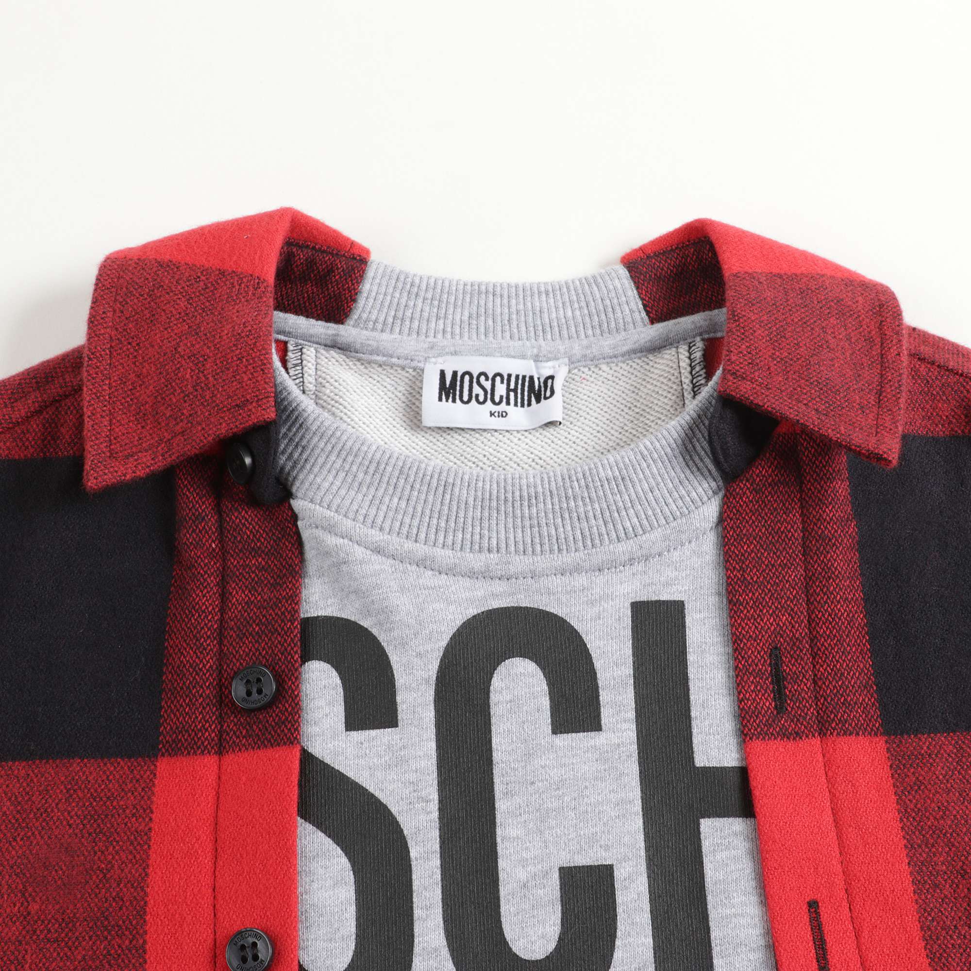Boys & Girls Red Check Cotton Sweatshirt