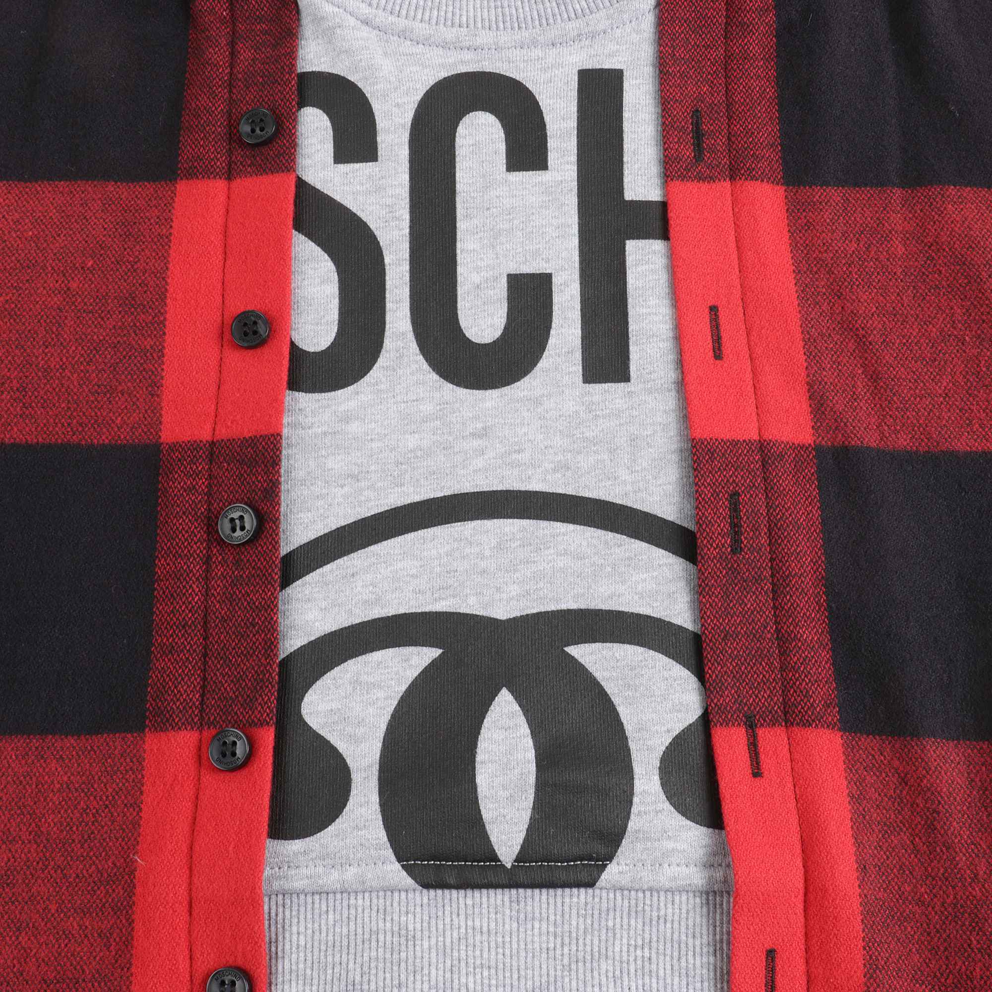 Boys & Girls Red Check Cotton Sweatshirt