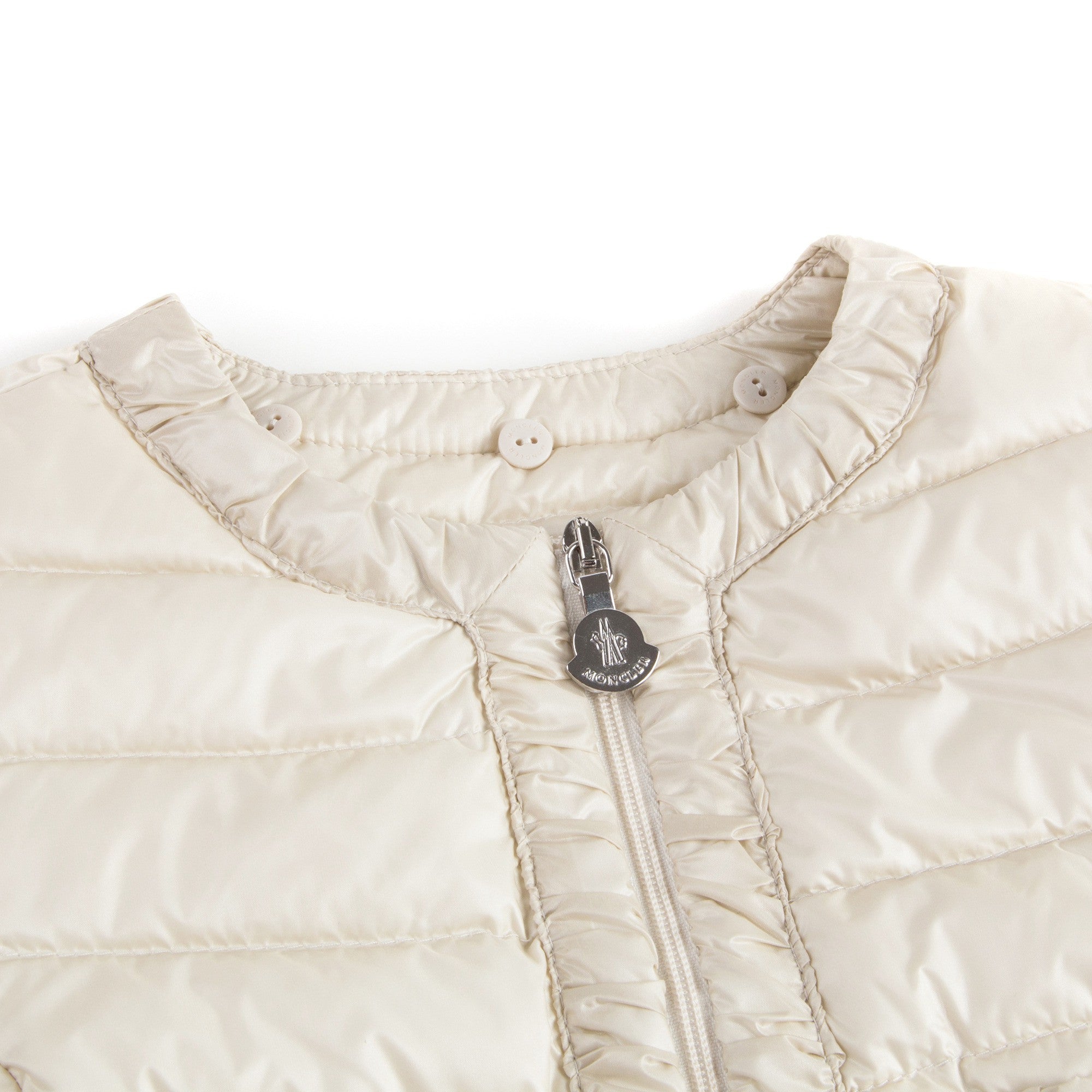 Girls Milk White Down Padded Hooded 'Flavienne' Jacket With Frilly Cuffs