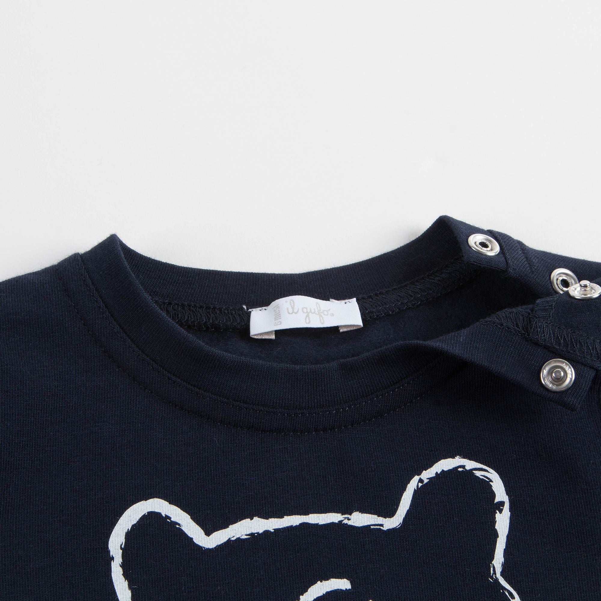 Baby Boys Navy Blue & White Cotton T-shirt
