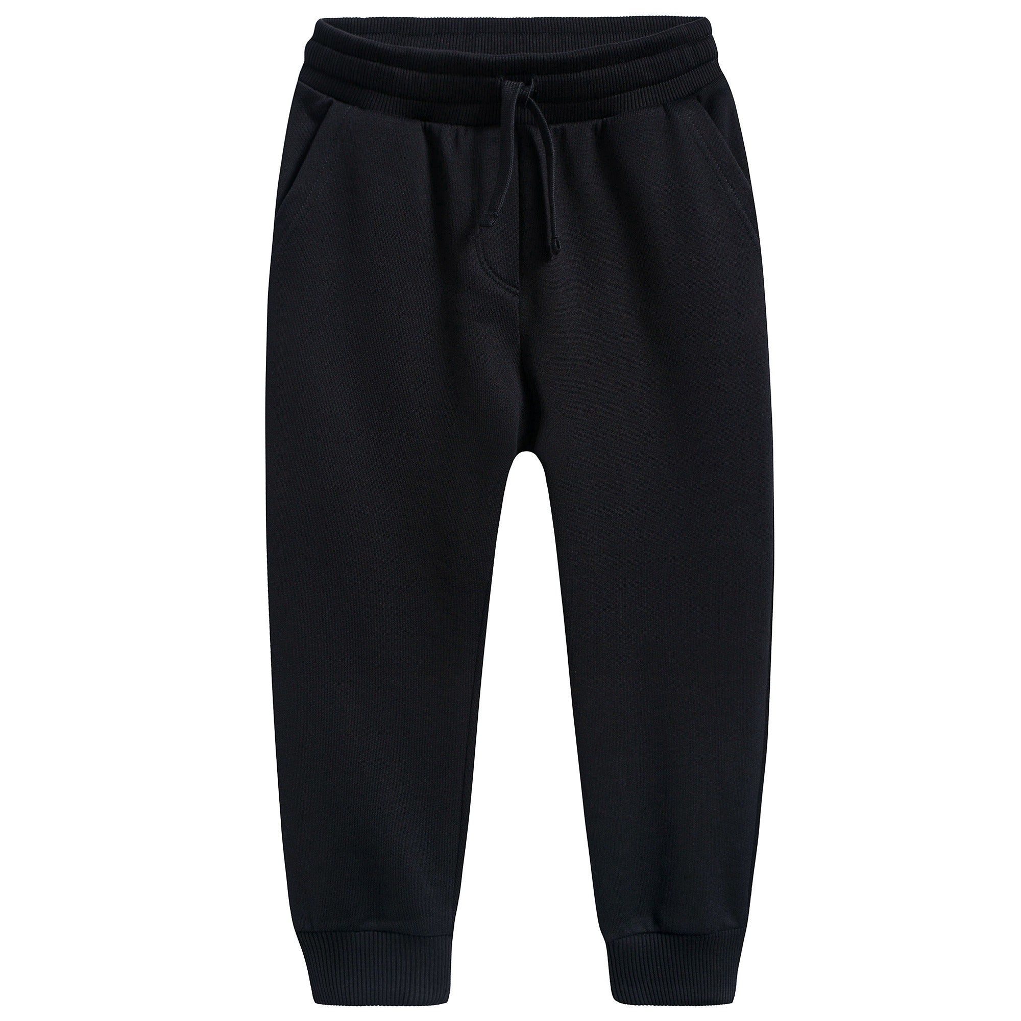 Boys & Girls Black Cotton Trousers