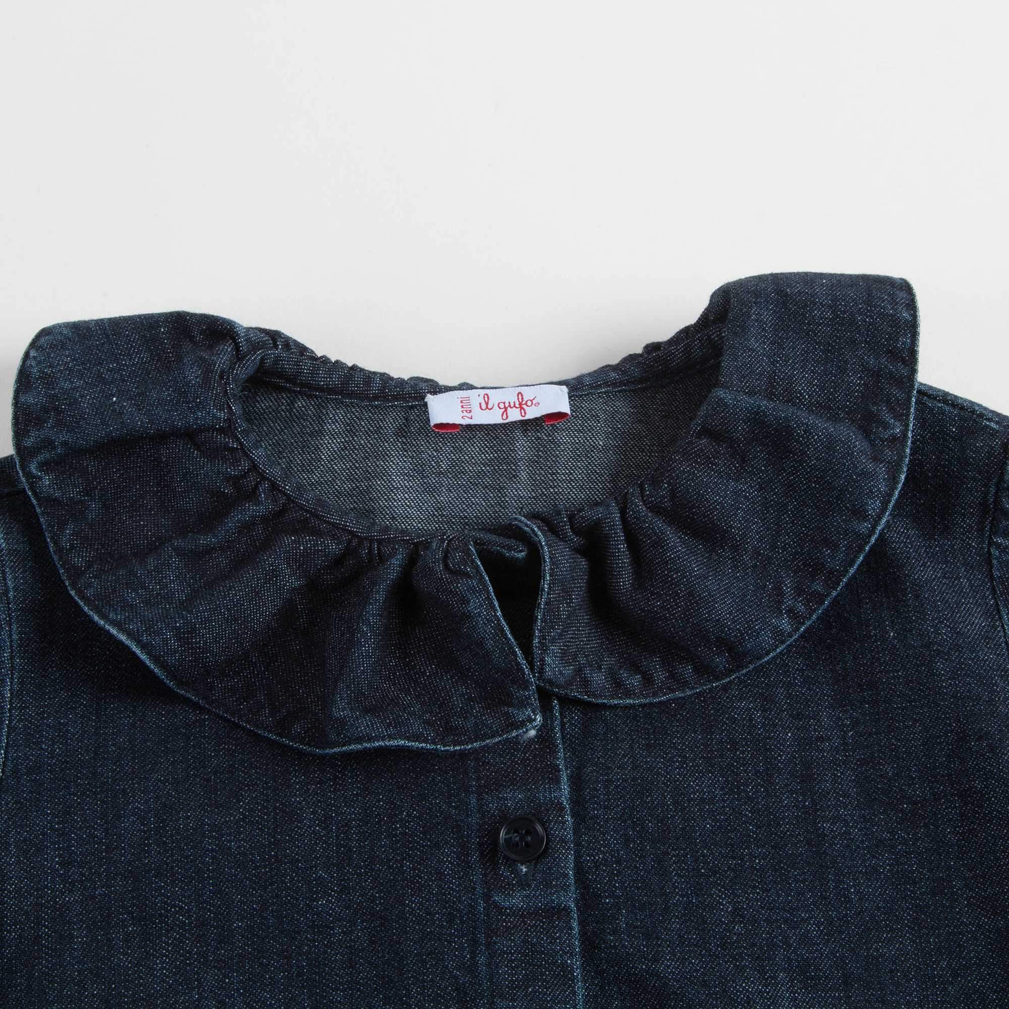 Girls Dark Blue Cotton Shirt