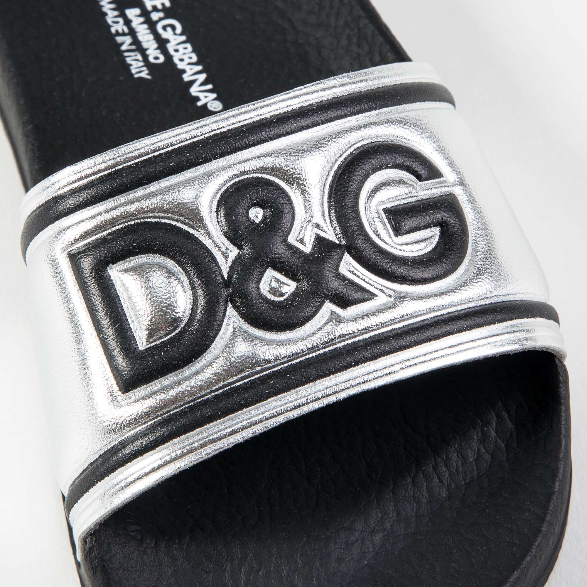 Girls & Boys Black  Silver  Logo Slippers