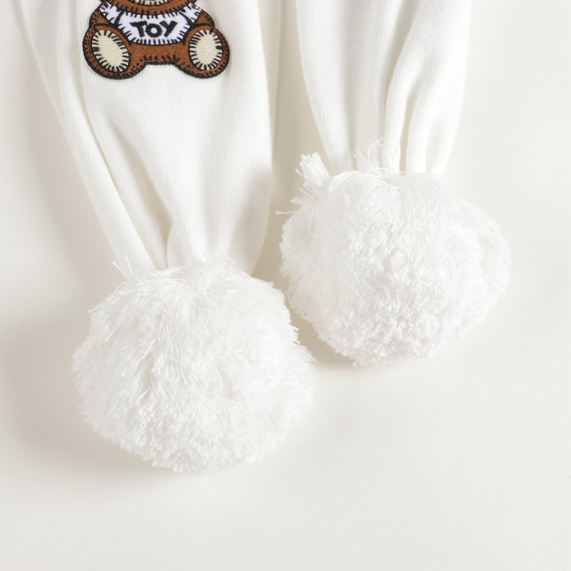 Boys & Girls White Teddy Bear Cotton Scarf