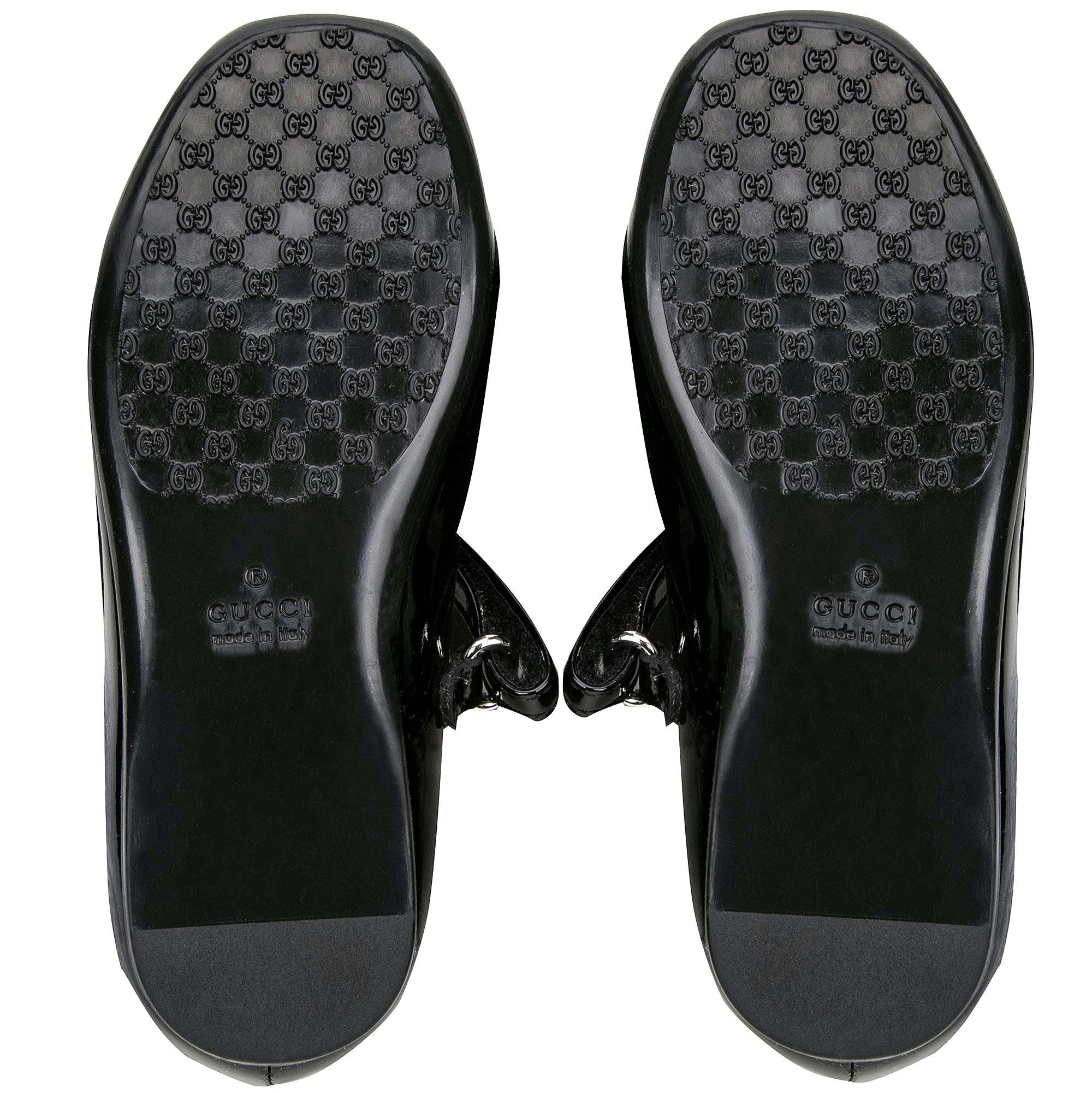 Girls Black Patent Leather Horsebit Shoes